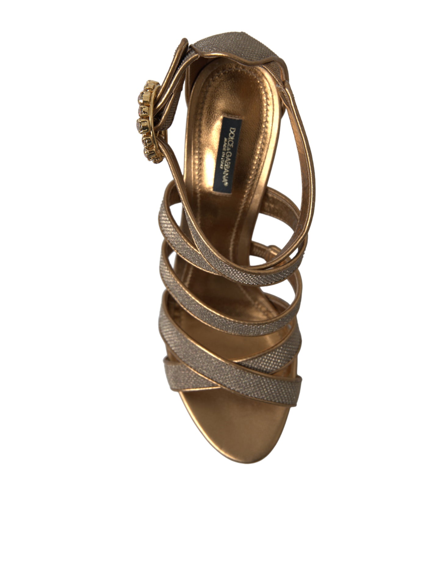 Dolce & Gabbana Bronze Crystal Strap Heels Sandalen Schuhe