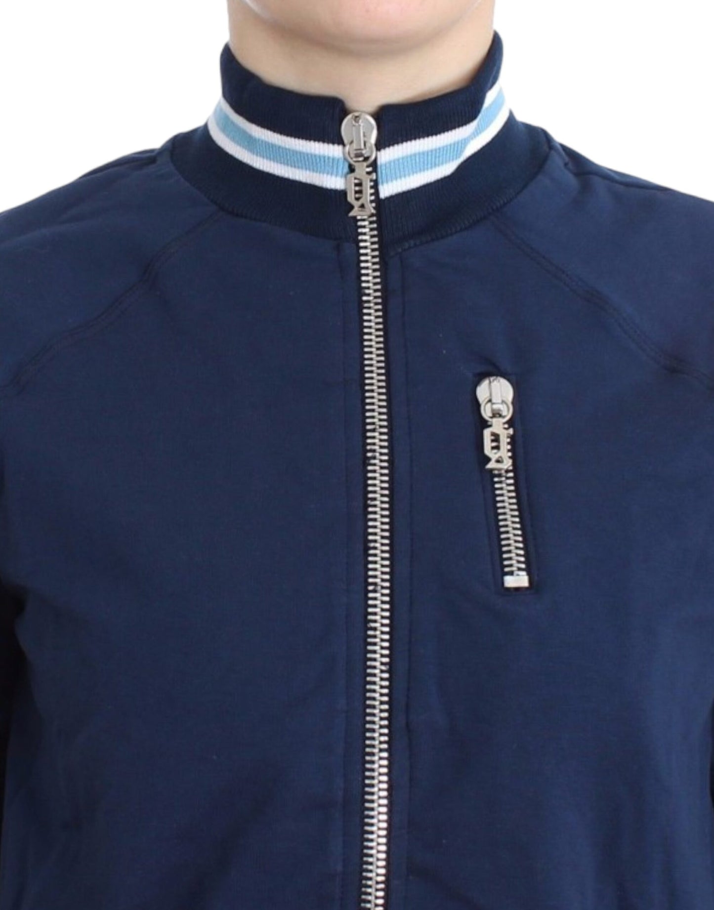 John Galliano Blaue Strickjacke aus Baumwolle mit Reißverschluss