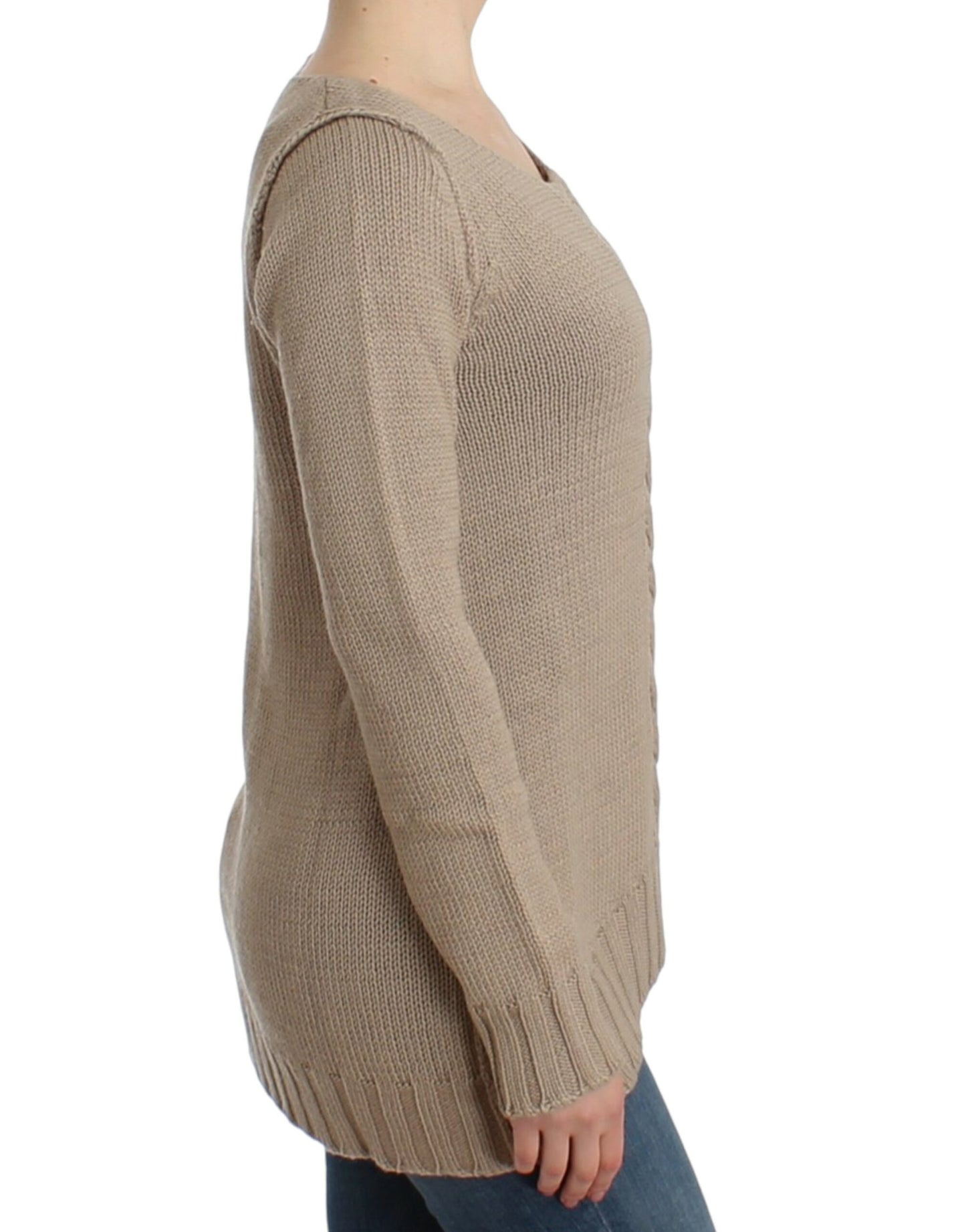 Cavalli Beigefarbener Pullover aus gestrickter Wolle