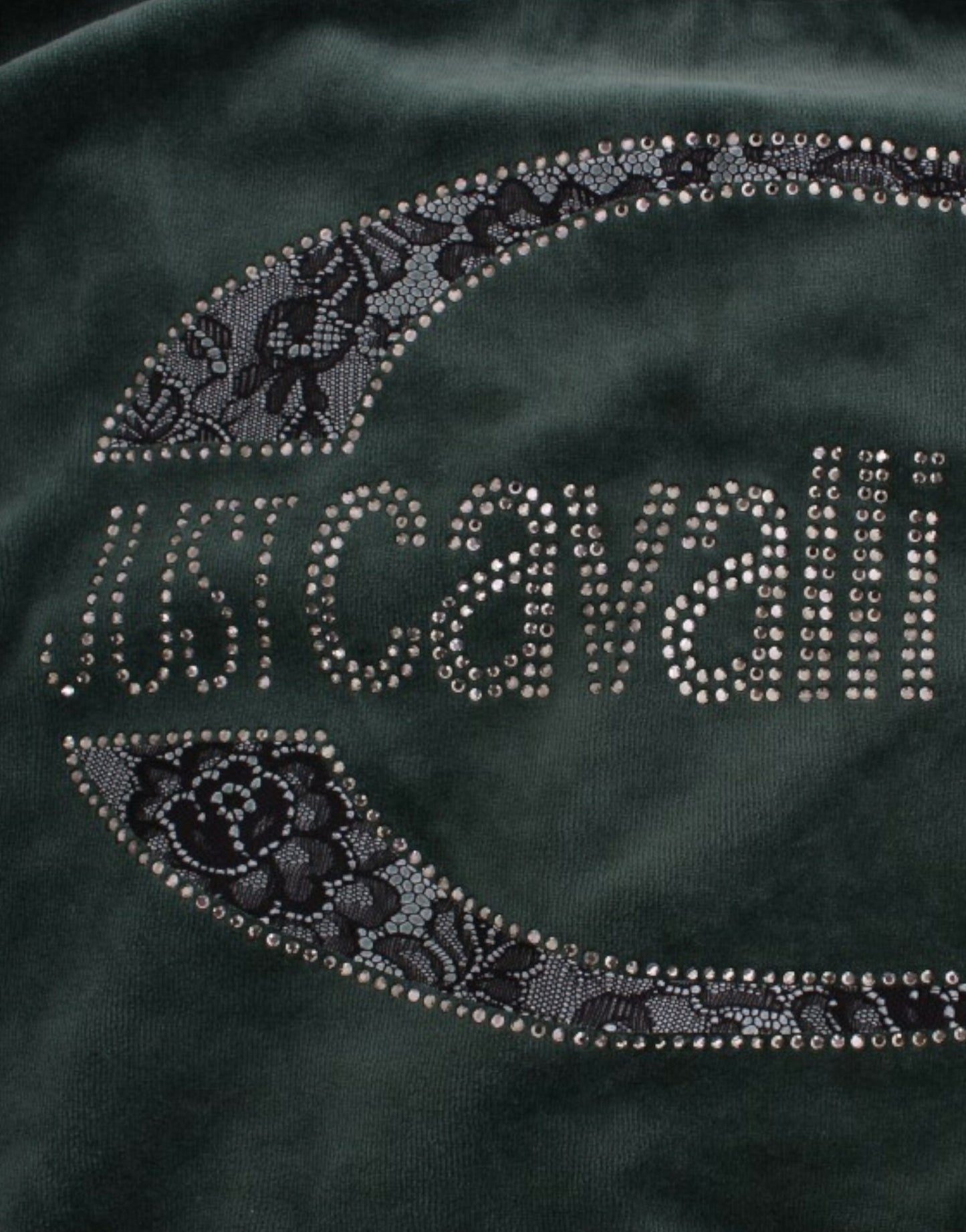 Cavalli Grüner Baumwollpullover aus Samt