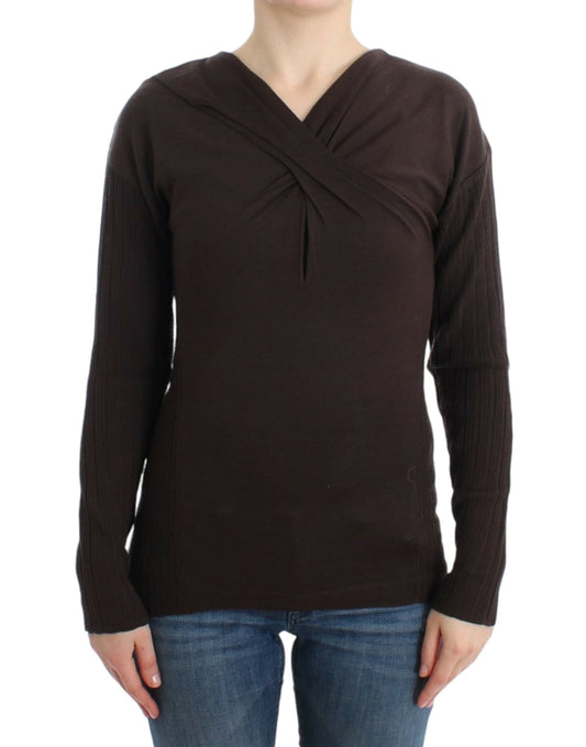 Cavalli Brauner Wollstrickpullover
