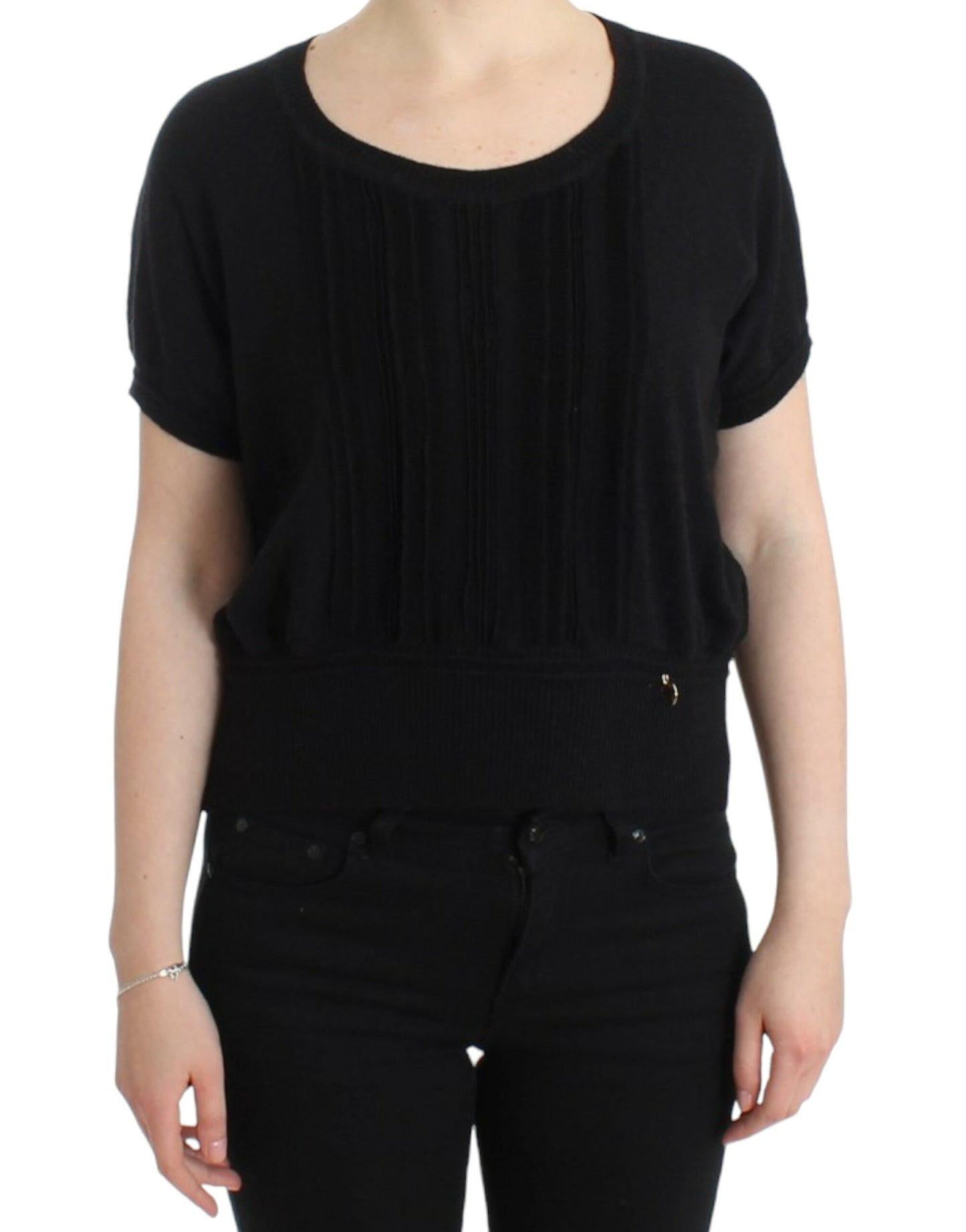 Cavalli Schwarzer kurzärmeliger Pullover