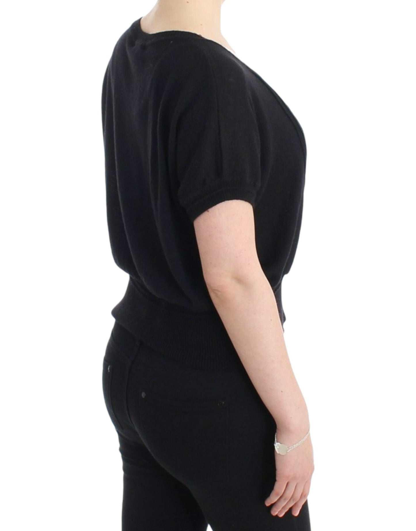 Cavalli Schwarzer kurzärmeliger Pullover