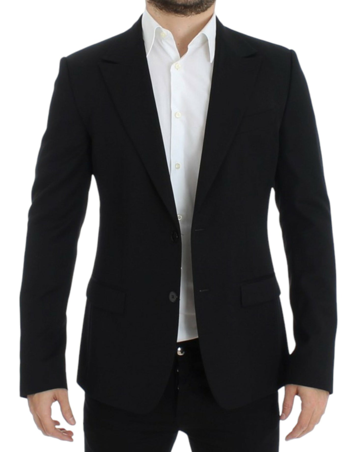 Dolce & Gabbana Schwarzer schmal geschnittener Wollblazer