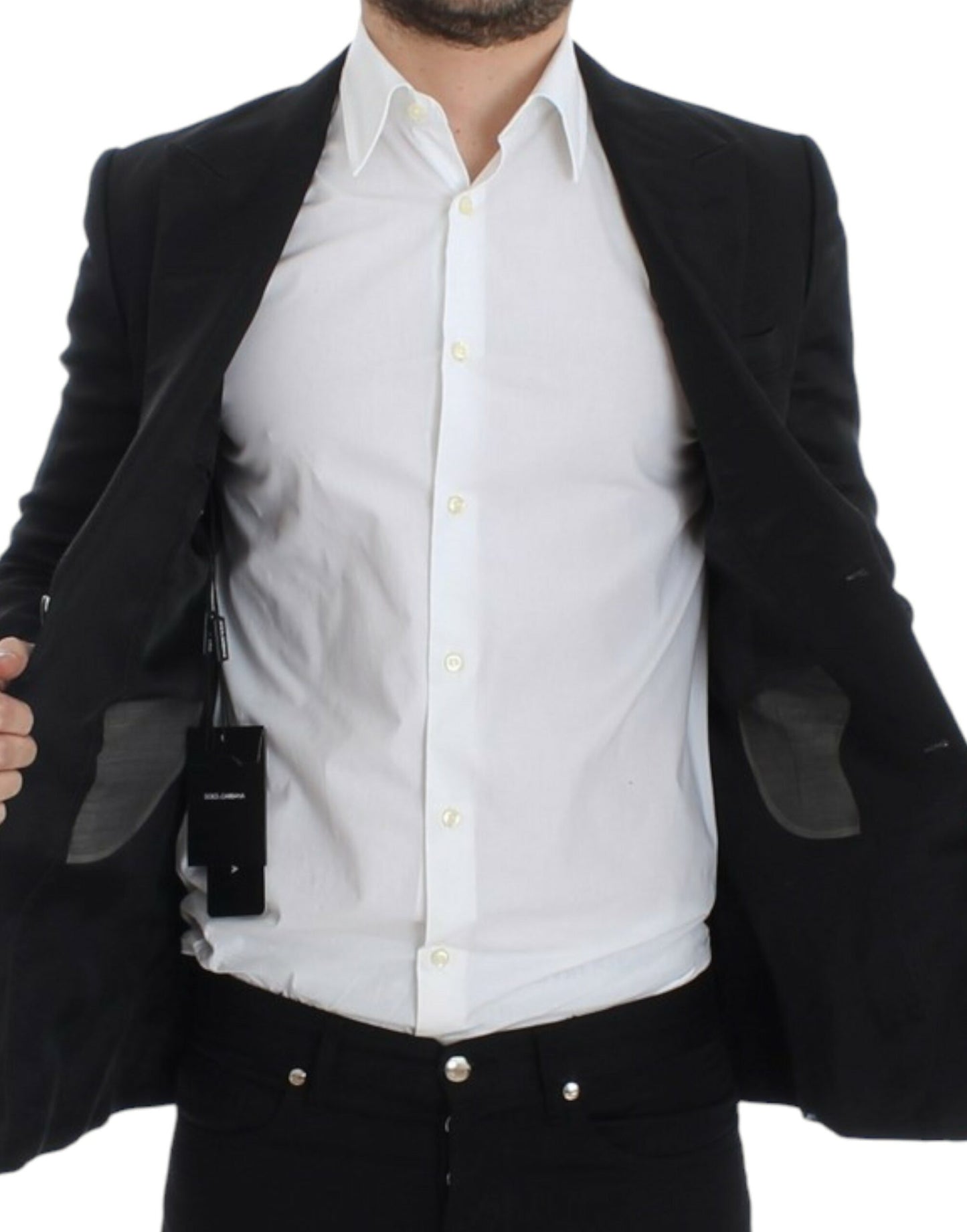 Dolce & Gabbana Schwarzer schmal geschnittener Seidenblazer