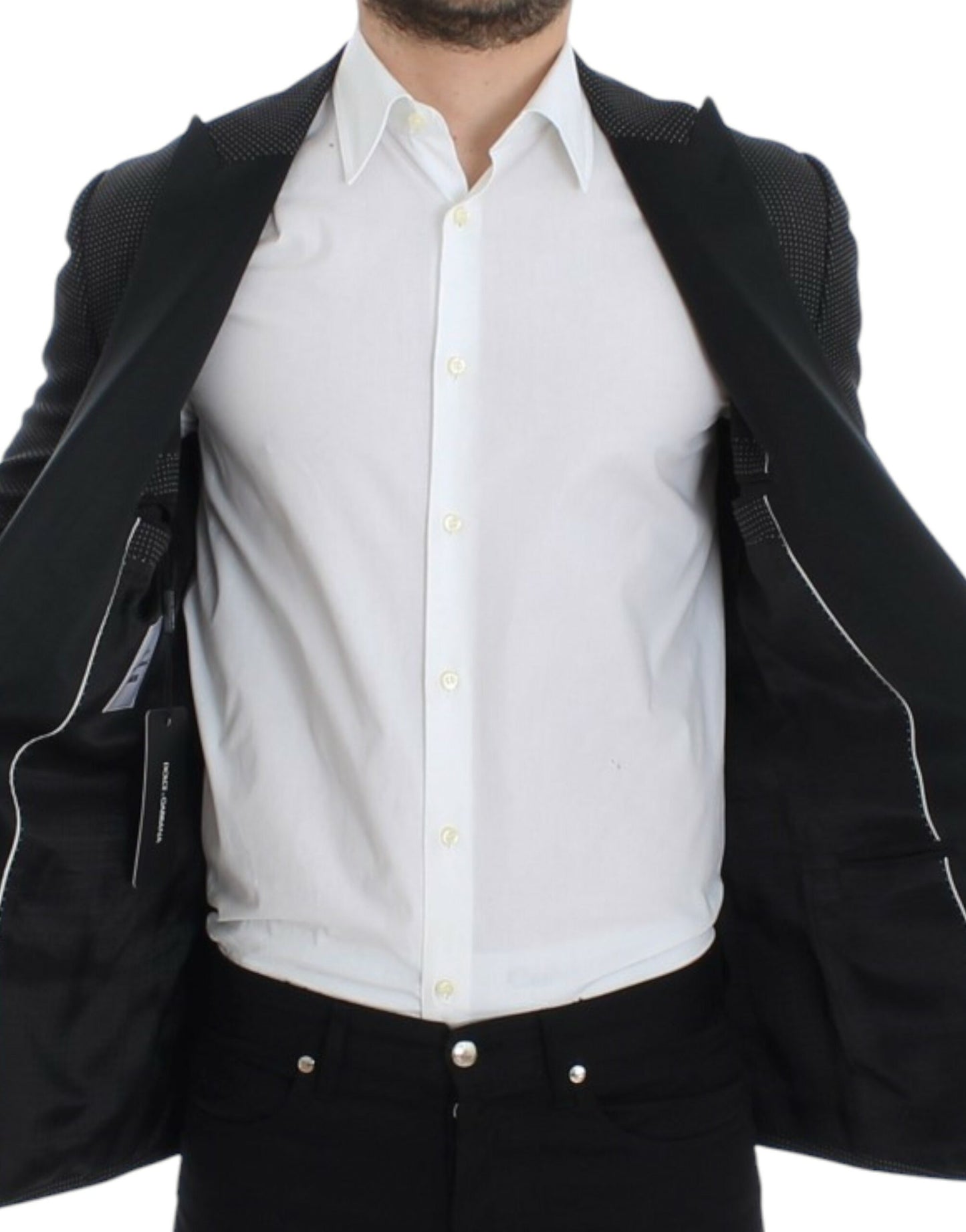 Dolce & Gabbana Schwarzer schmaler MARTINI Blazer aus Wolle