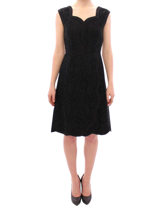 Dolce & Gabbana Schwarzes Laufstegkleid aus geblümter Spitze von Sicily
