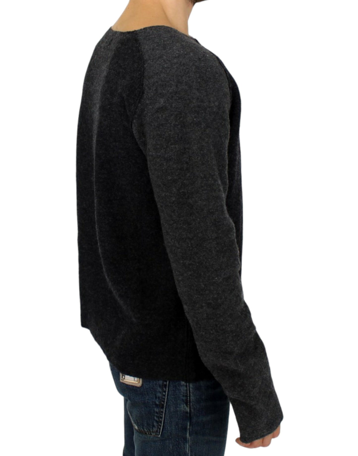 Costume National Grauer Pullover mit Rundhalsausschnitt aus Wolle
