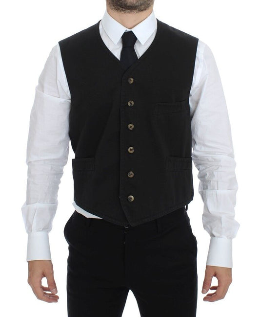 Dolce & Gabbana Schwarzes Baumwollmischung Kleid Weste Gilet