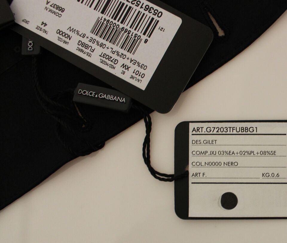 Dolce & Gabbana Schwarzes Wolle-Seide-Stretch-Kleid Weste Blazer