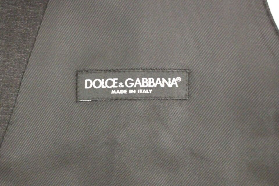 Dolce & Gabbana Graue Slim Fit Button Front Kleid Formelle Weste