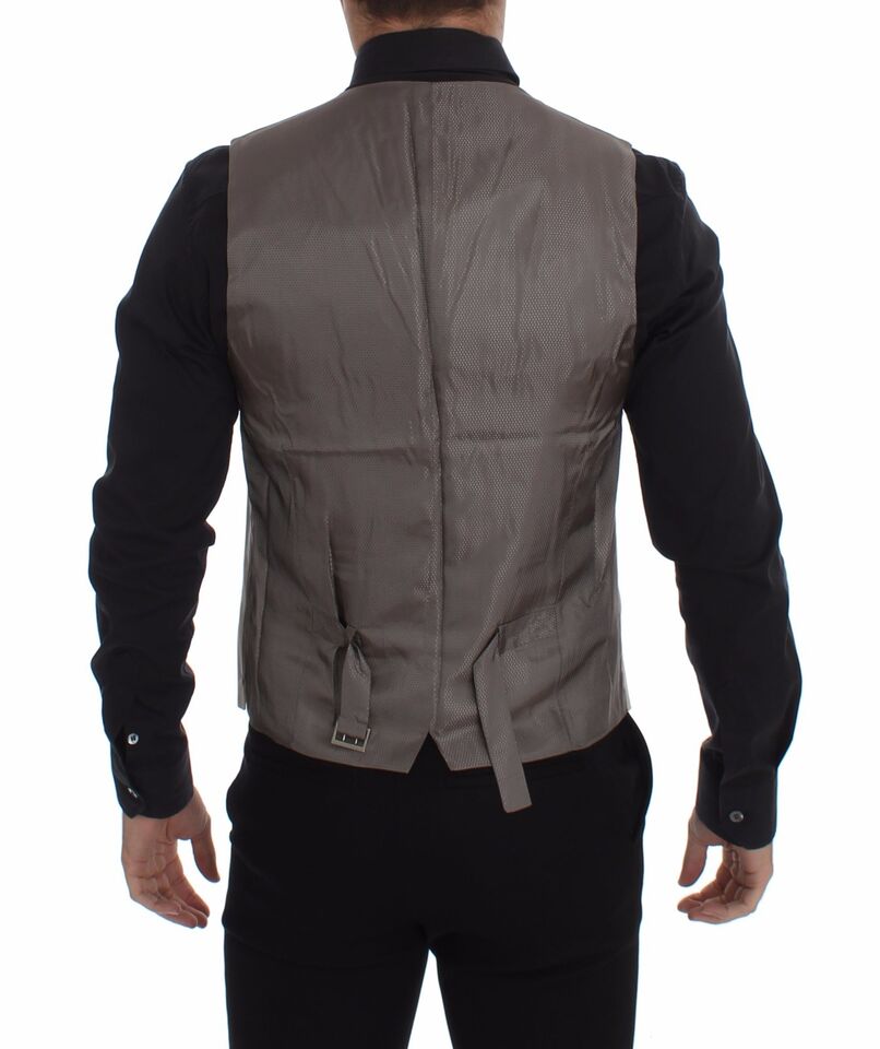 Dolce & Gabbana Beige Baumwolle Stretch Kleid Weste Blazer