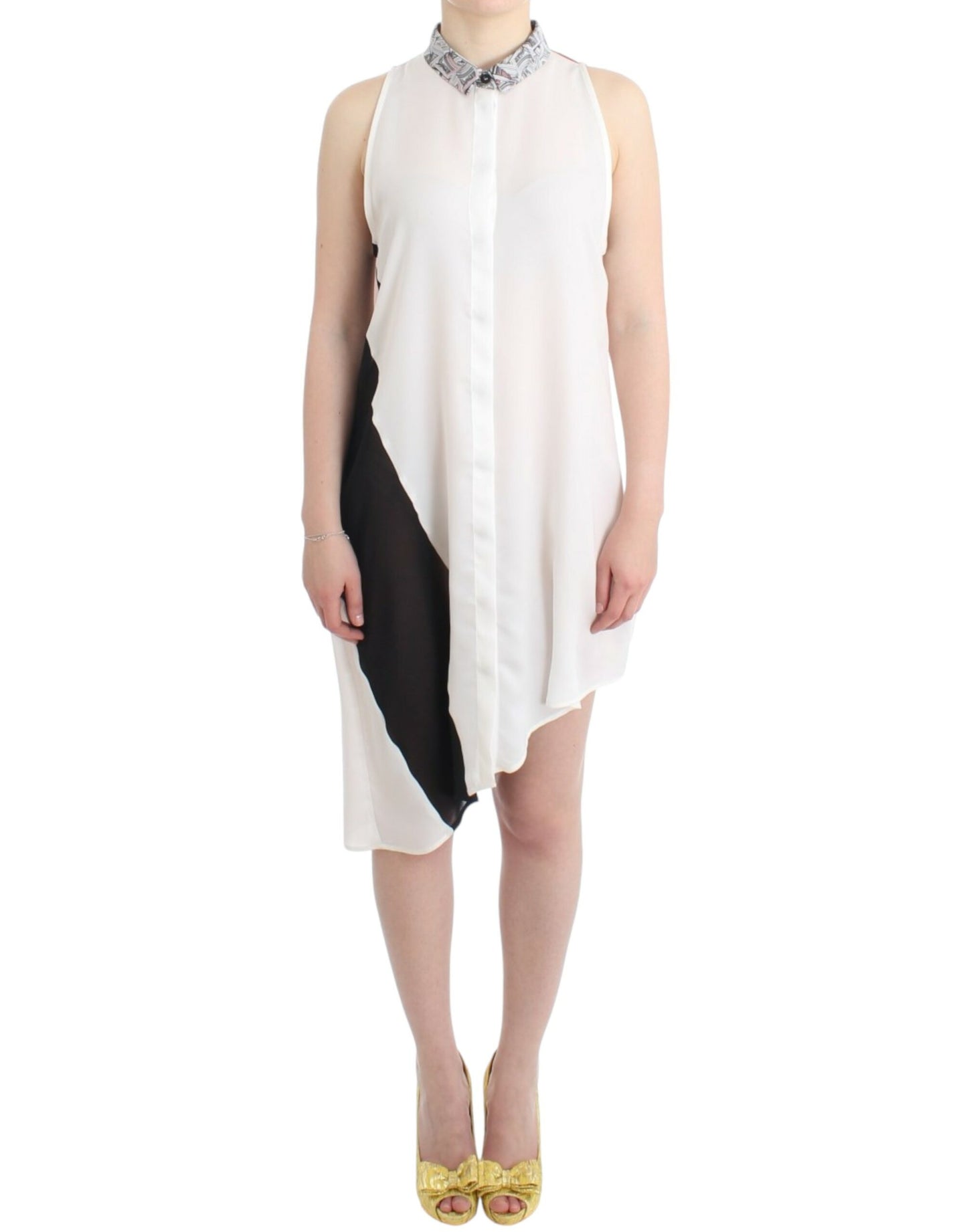 Costume National Weißes Hemdkleid mit assymetrischem Saum