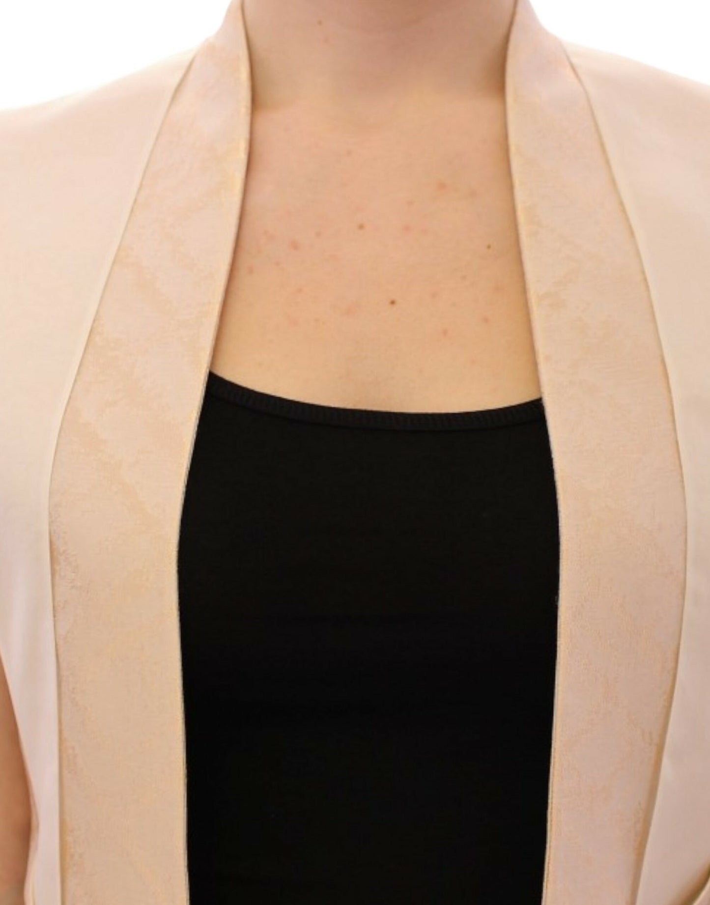 Zeyneptosun Beige Brokatjacke ärmellose Weste