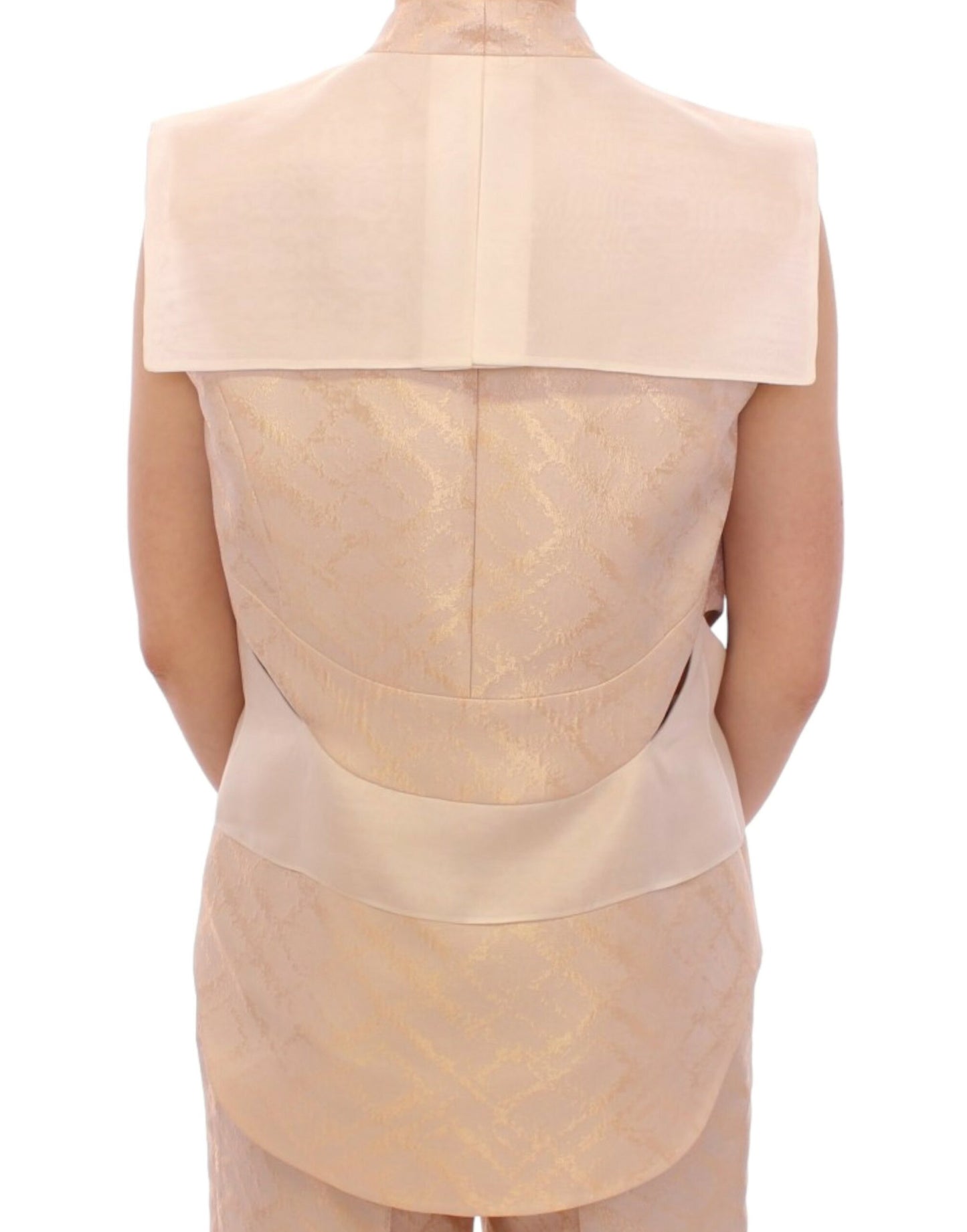 Zeyneptosun Beige Brokatjacke ärmellose Weste