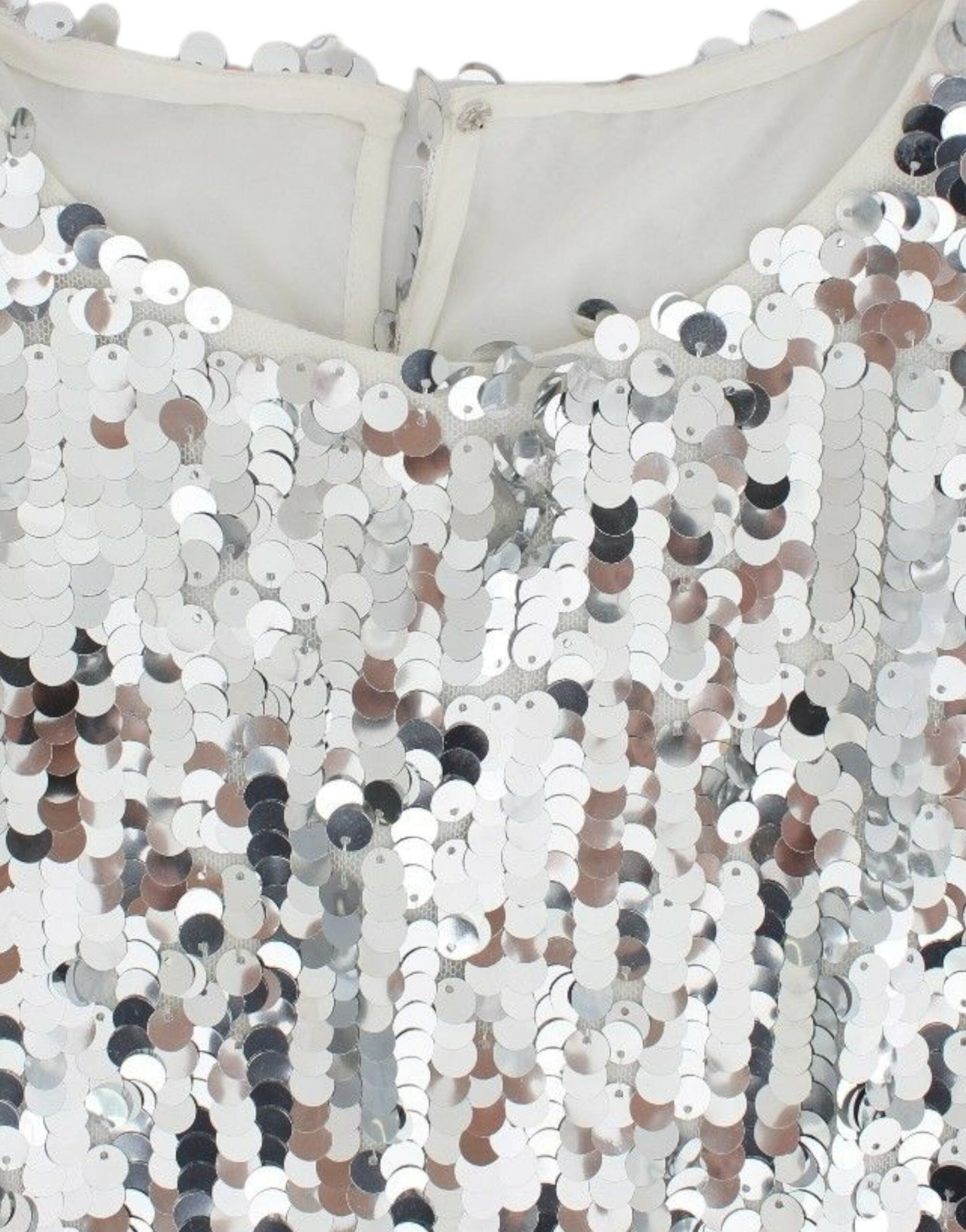 Dolce & Gabbana Silberne paillettenbesetzte Bluse mit Rundhalsausschnitt T-shirt Top