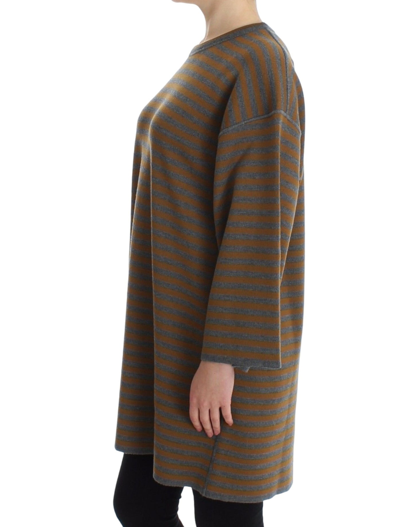 Dolce & Gabbana Übergroßes grau-gelb gestreiftes Pullover-Top