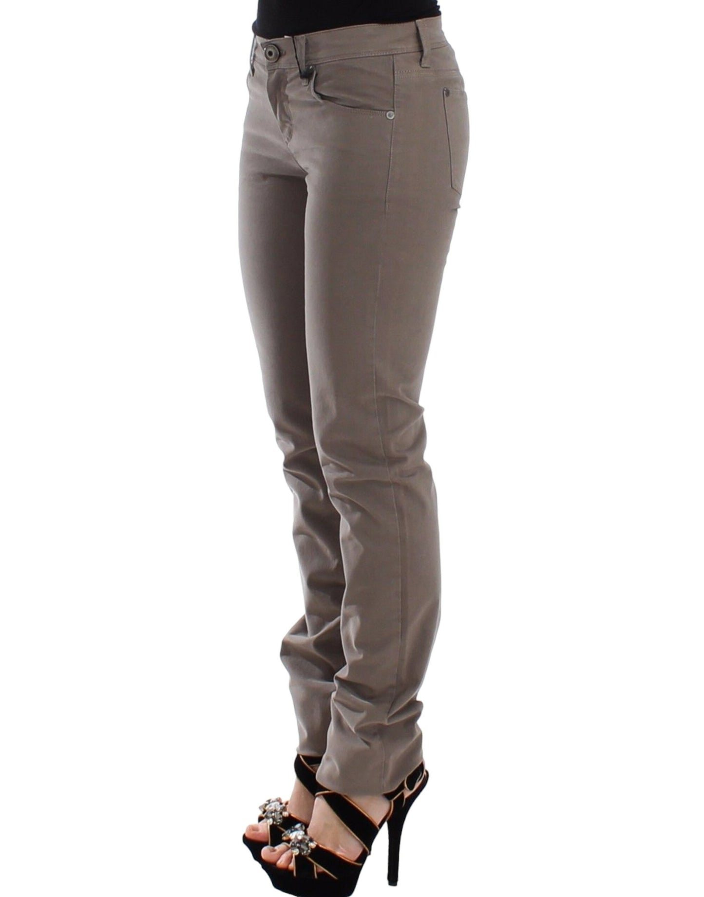 Ermanno Scervino Taupe Beige Schlanke Jeans Denim-Hosen Skinny