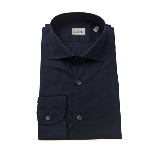 Bagutta Himmelblaues Herrenhemd aus Baumwolle mit Slim Fit und französischem Kragen