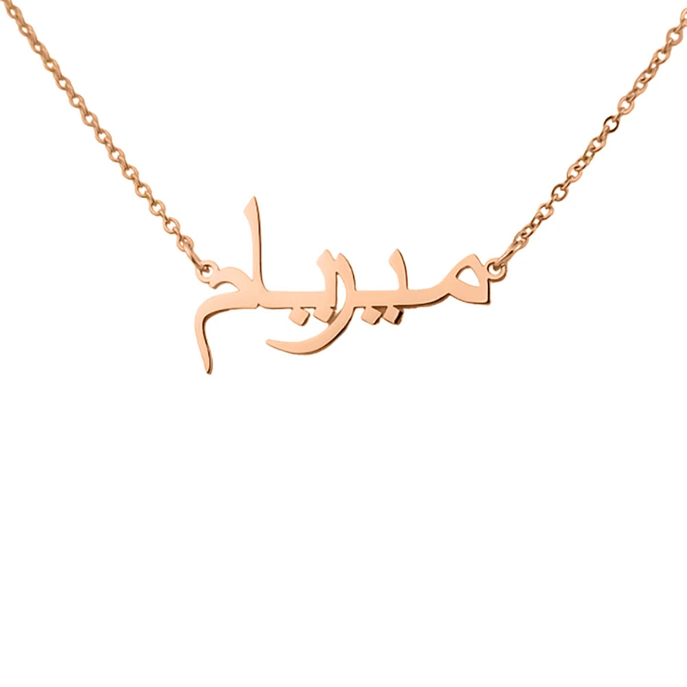 Customized Arabic Name Necklace Stainless Steel Nameplate Pendant Ethnic Necklace for Women