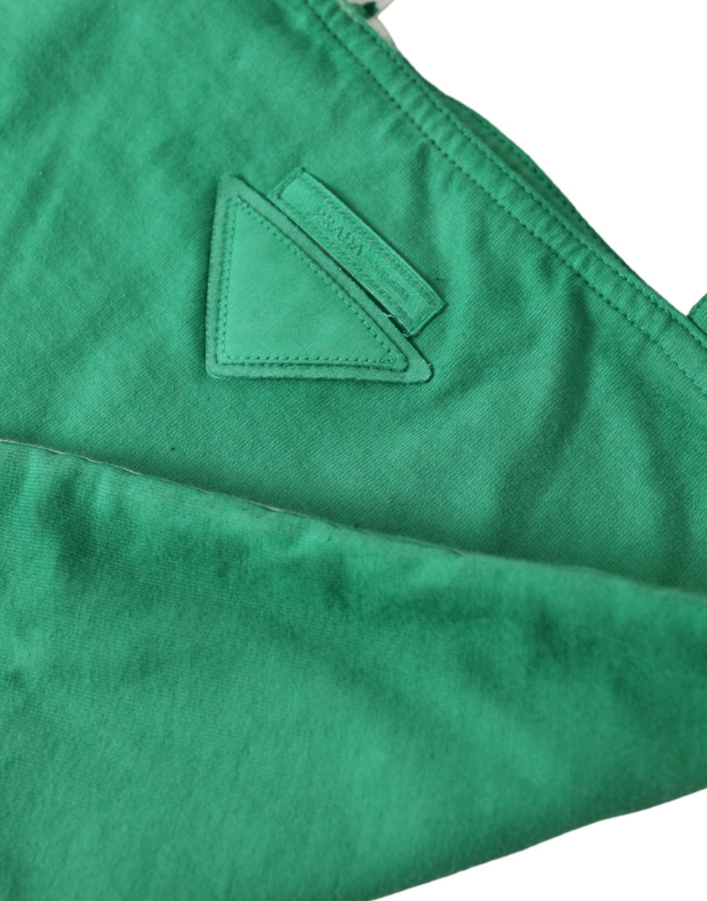 Prada Grüner Jersey Stoff Logo Umhängetasche Einkaufstasche
