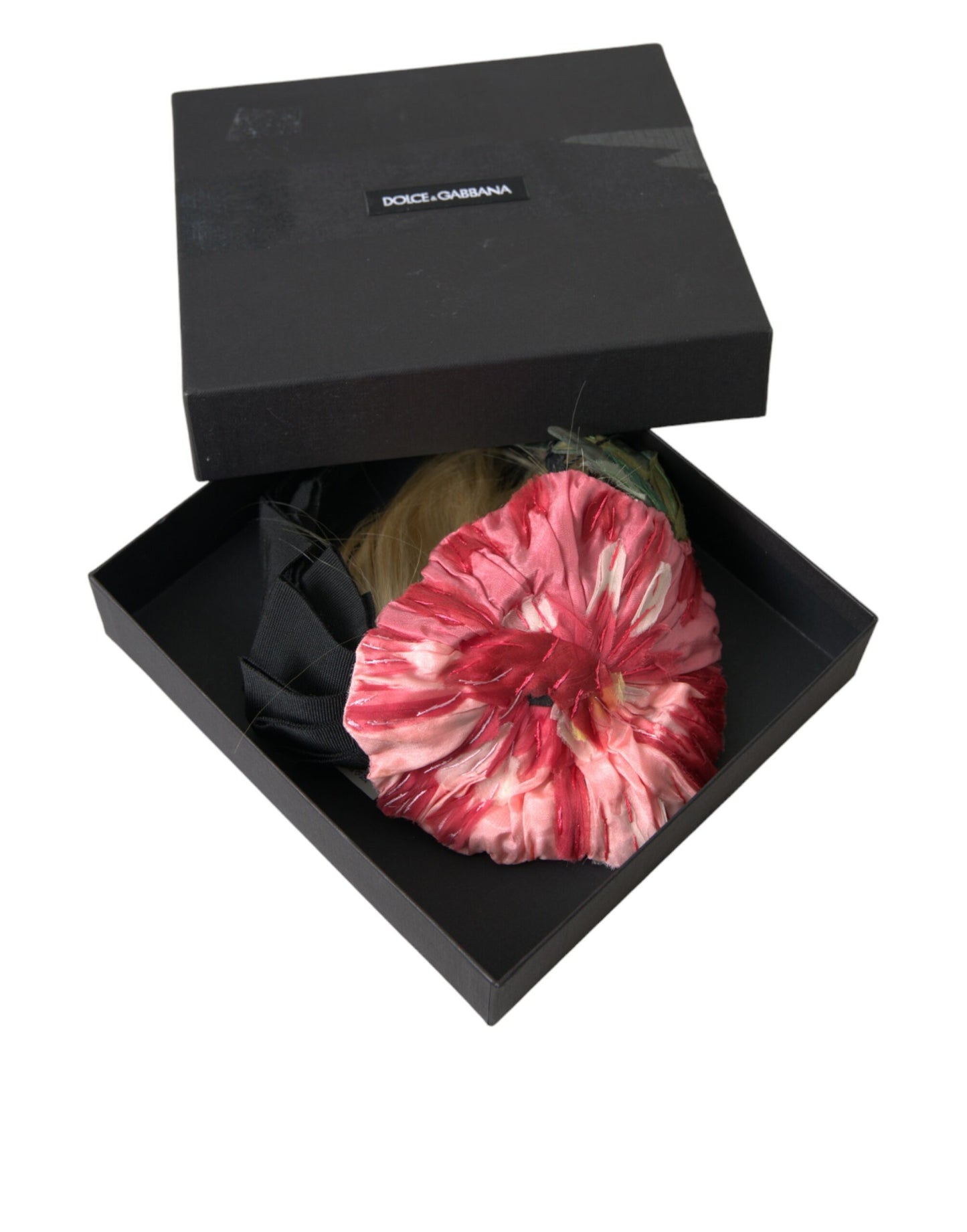 Dolce & Gabbana Schwarz Viskose Weißes Haar Parrucchiera Stirnband Diadem