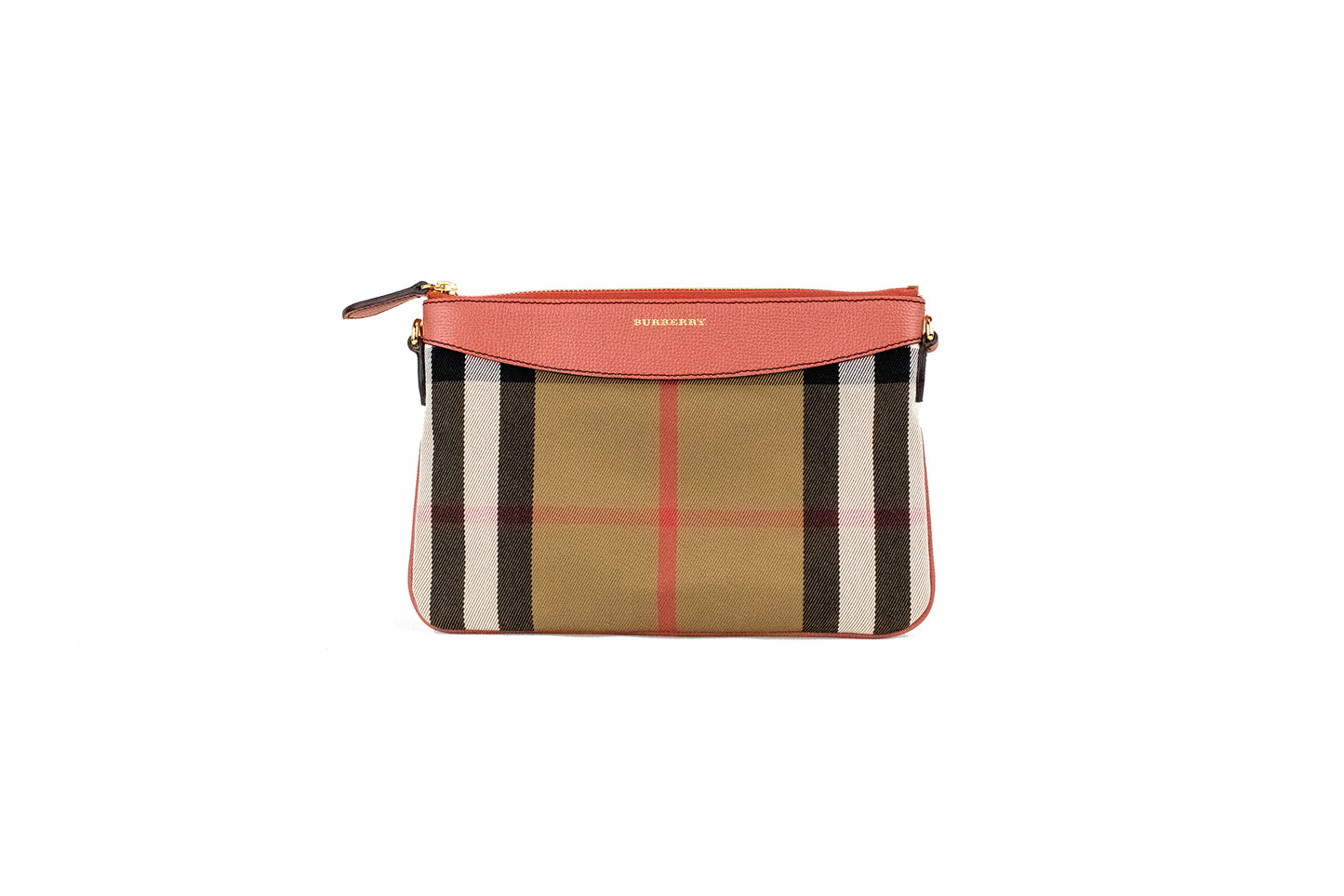 Burberry Peyton House Check Derby Cinnamon Red Grain Leder Pouch Crossbody Bag