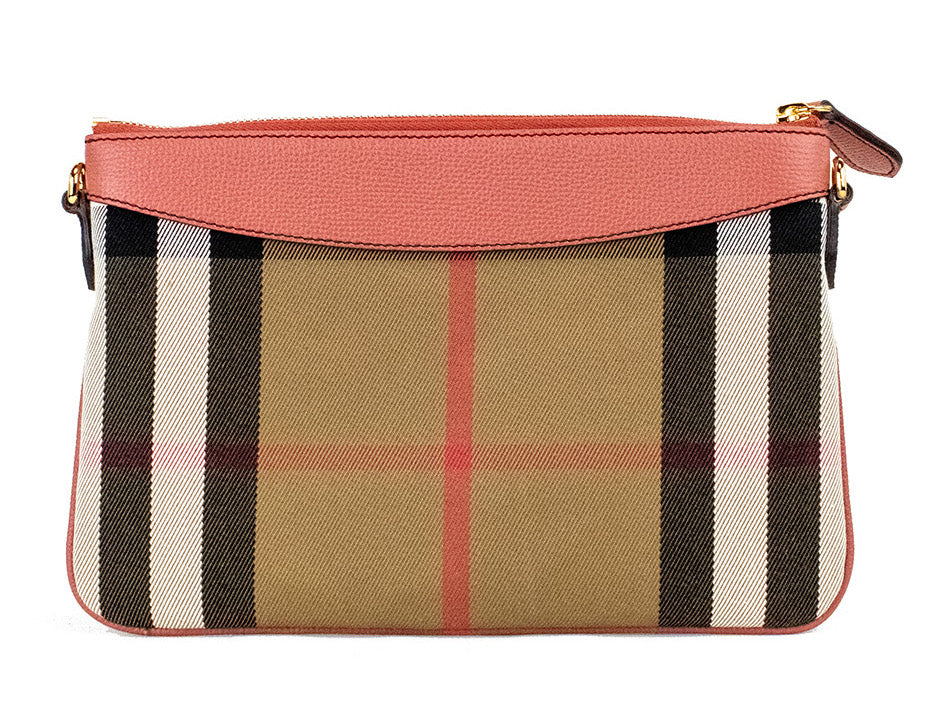 Burberry Peyton House Check Derby Cinnamon Red Grain Leder Pouch Crossbody Bag