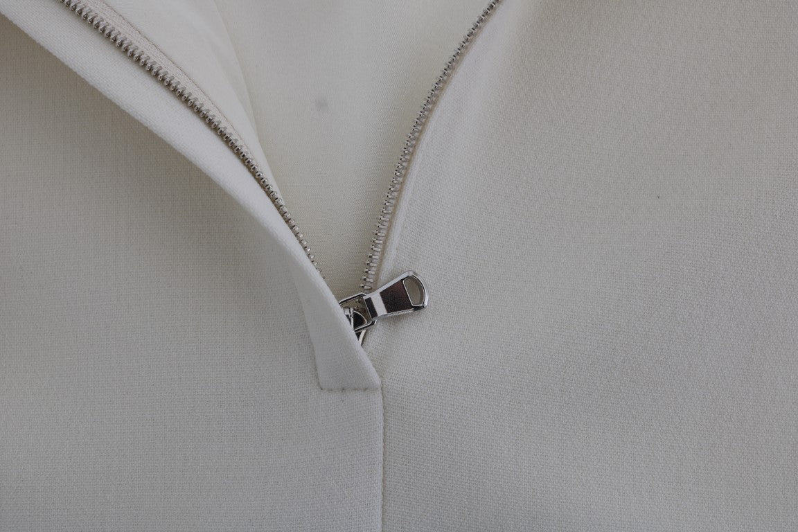 Dolce & Gabbana Weißes Stretch-Broschen-Shiftkleid aus Wolle