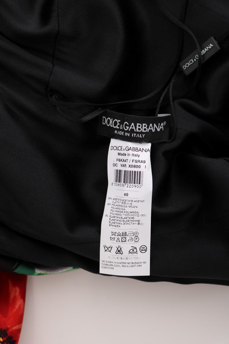 Dolce & Gabbana Langes Etuikleid mit mehrfarbigem Blumendruck