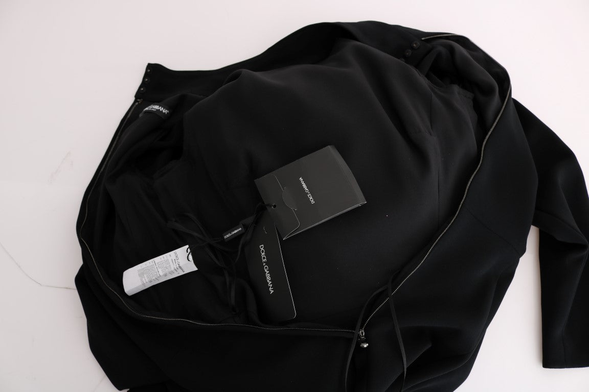 Dolce & Gabbana Schwarzes langes Stretch-Etuikleid