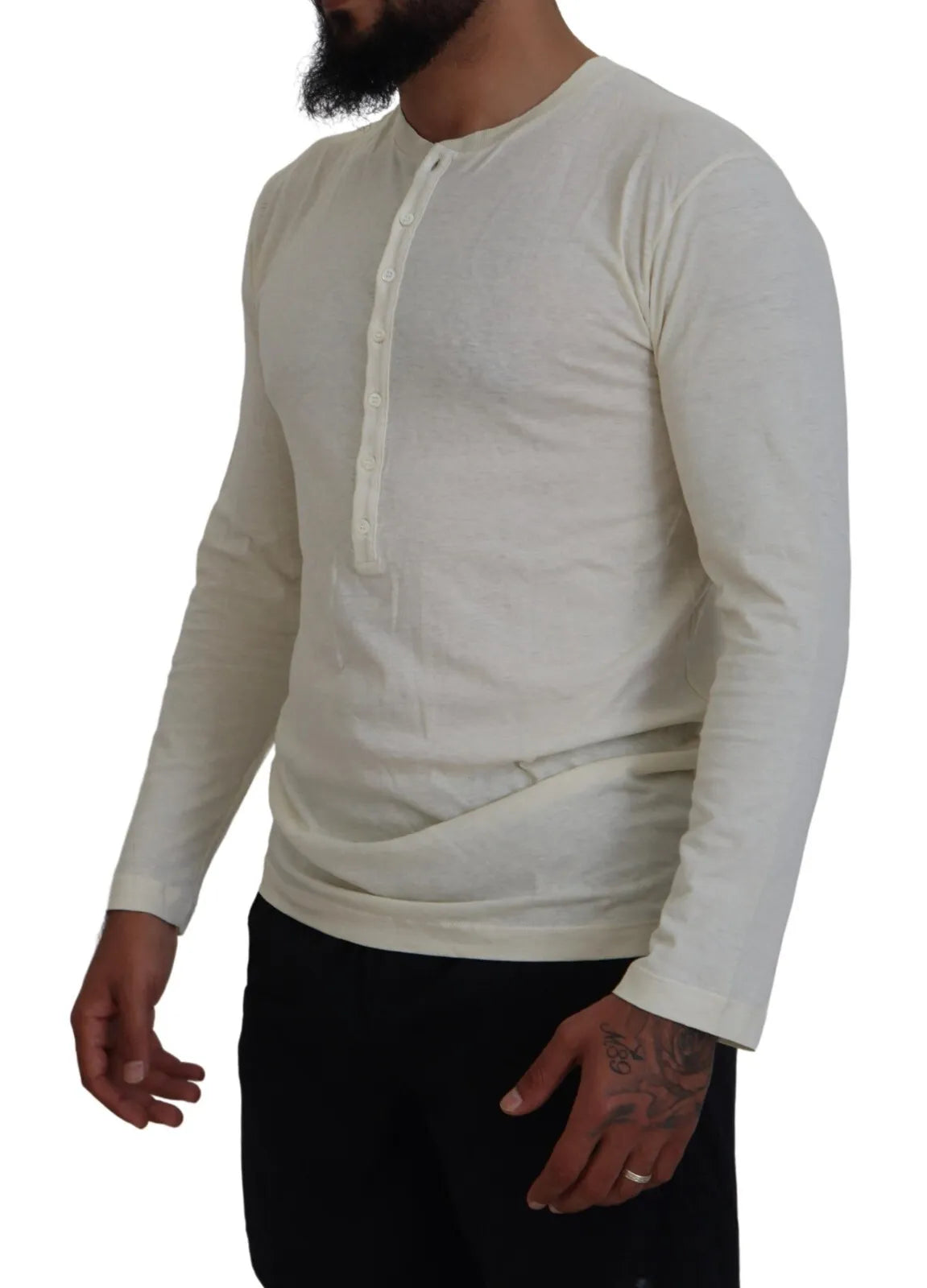 Dsquared² Beige Baumwoll-Leinen Pullover mit langen Ärmeln