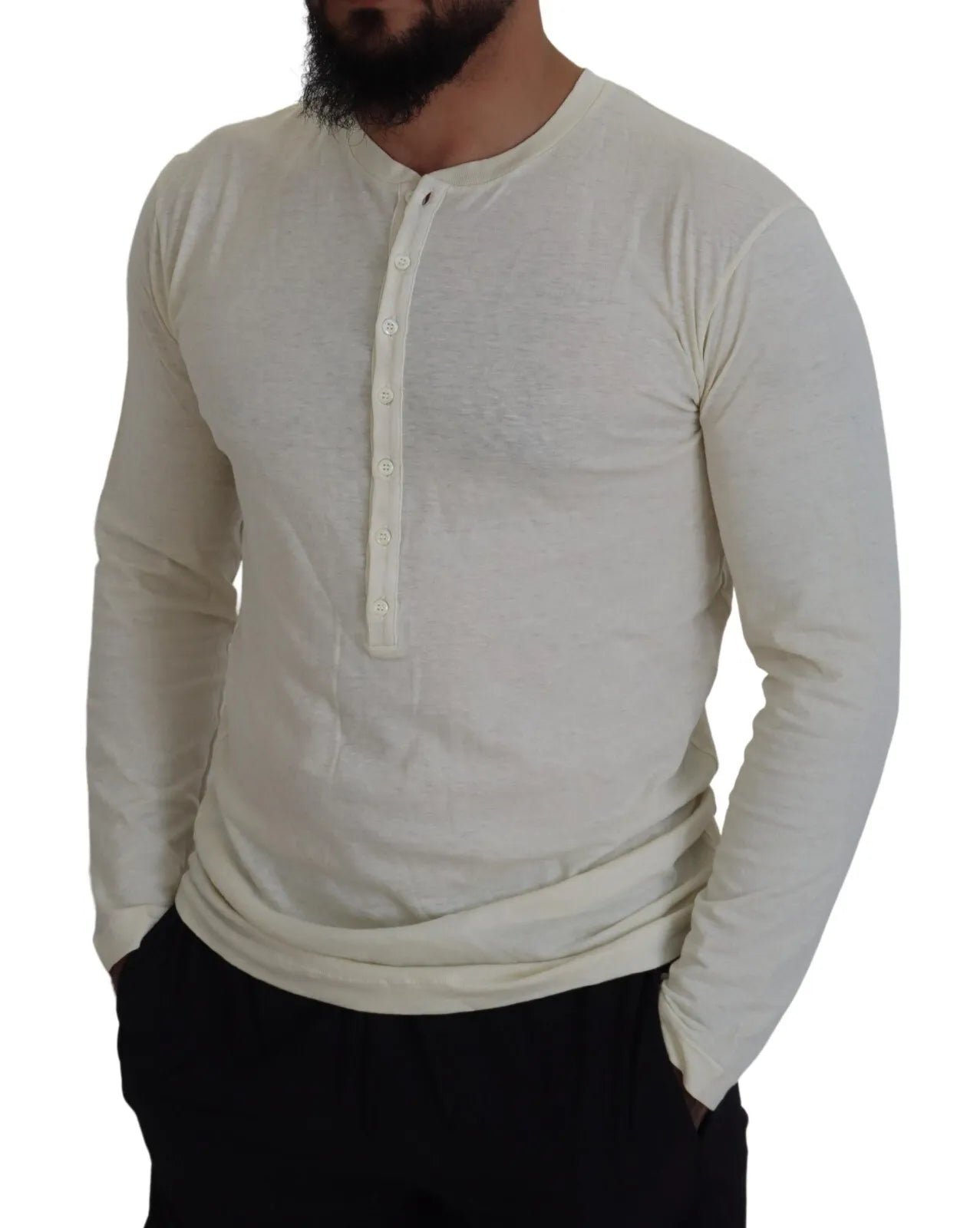 Dsquared² Beige Baumwoll-Leinen Pullover mit langen Ärmeln