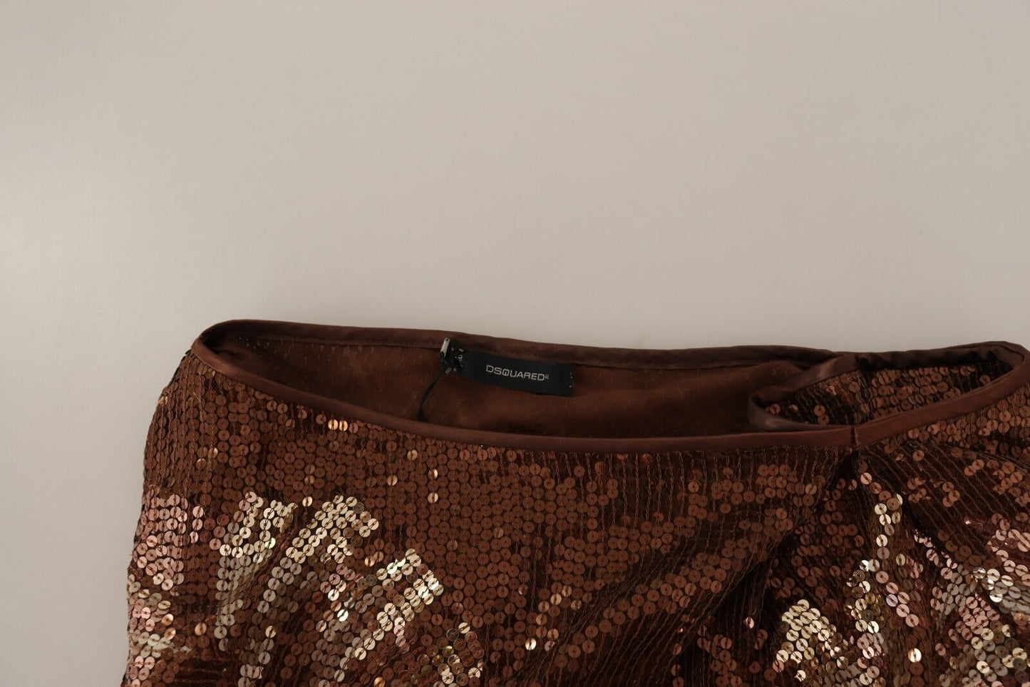 Dsquared² Braunes Blatt Pailletten Shift One Shoulder Langes Kleid