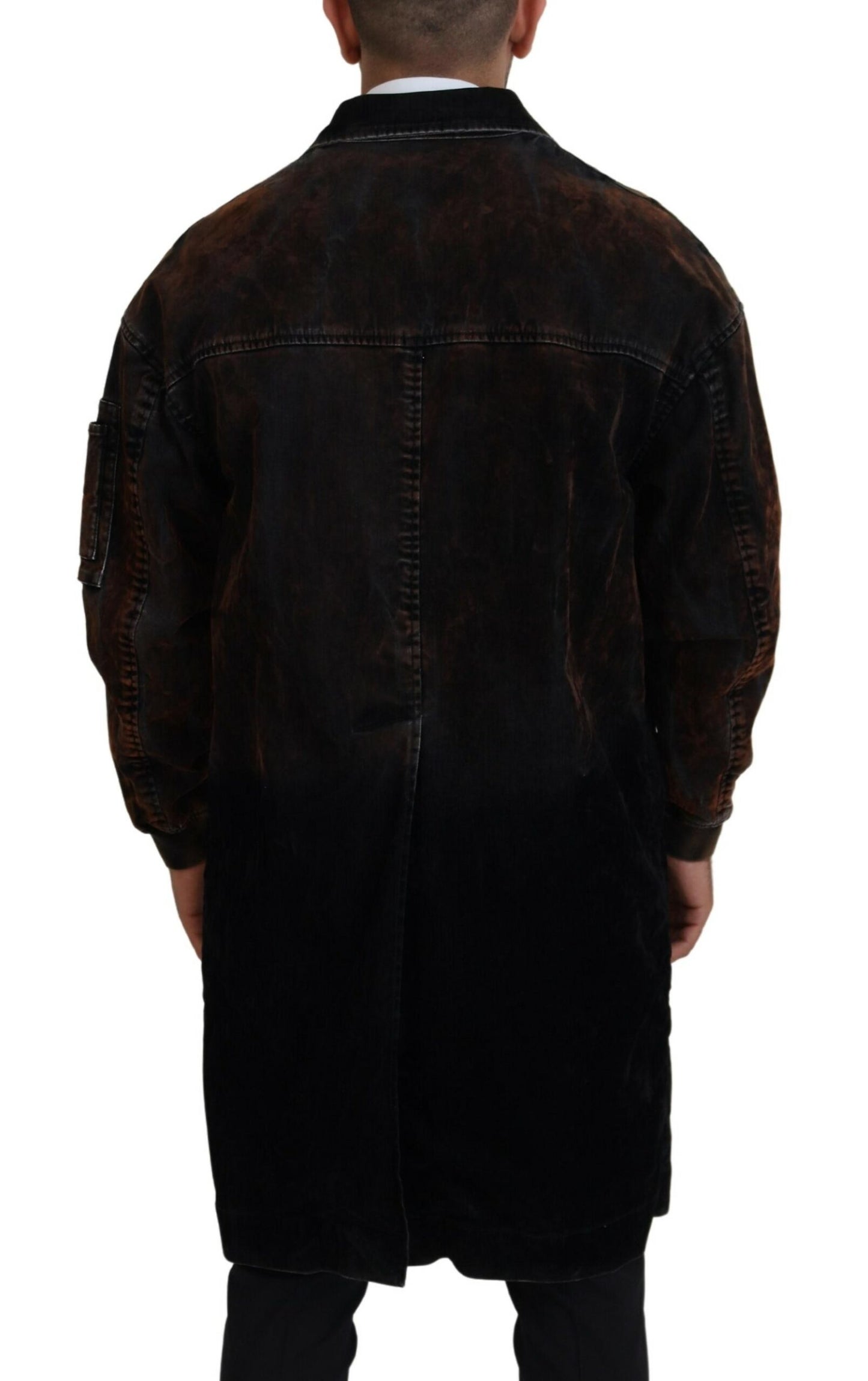 Dsquared² Brauner langer Mantel mit Knopfleiste für Männer Baumwolljacke