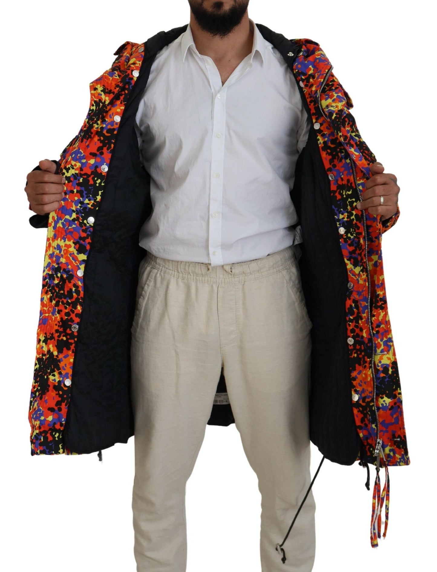 Dsquared² Multicolor Langer Kapuzen-Cargo-Taschenmantel Jacke