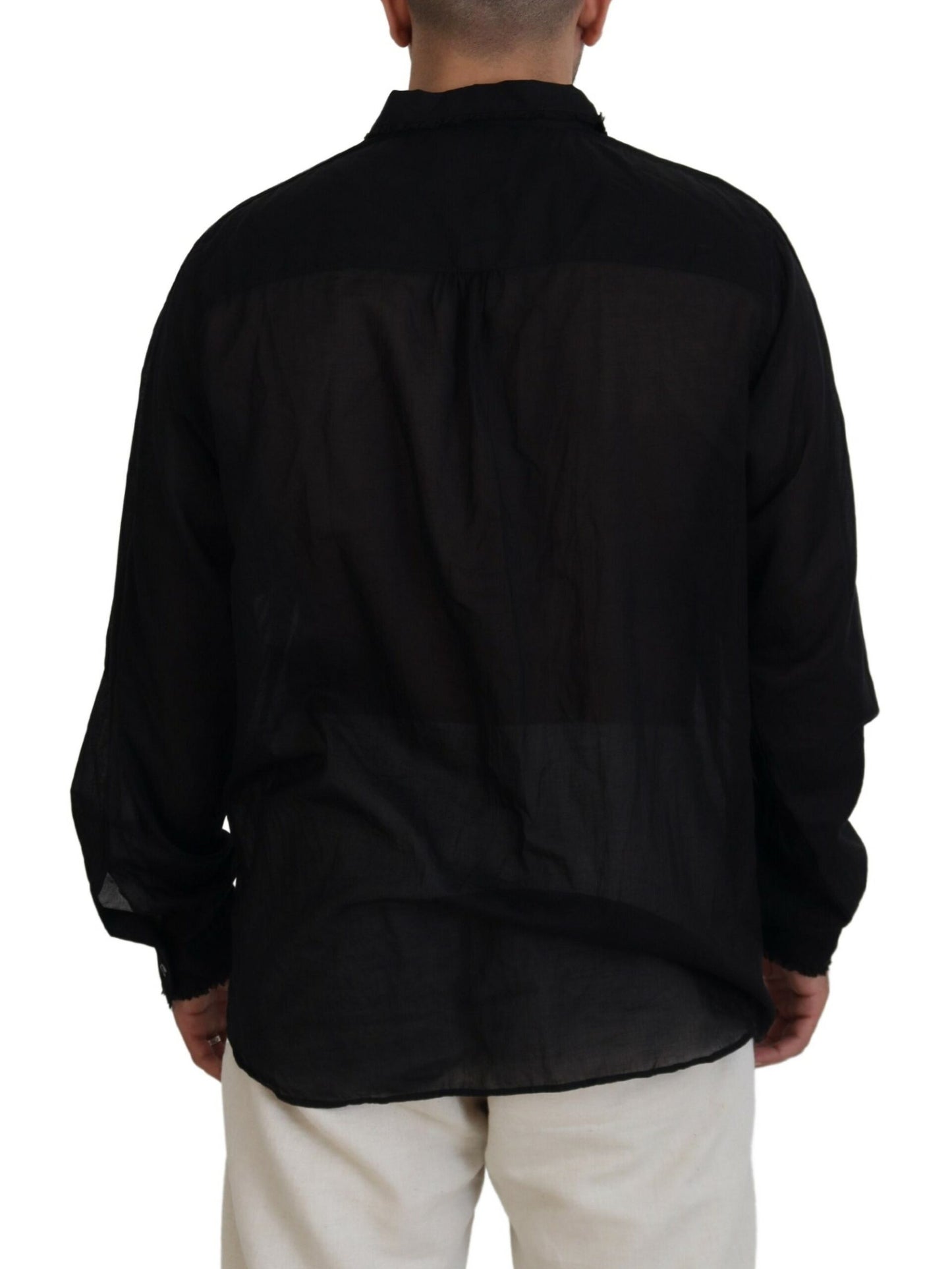 Dsquared² Schwarzes Baumwollhemd mit langen Ärmeln und Kragen Formales Hemd