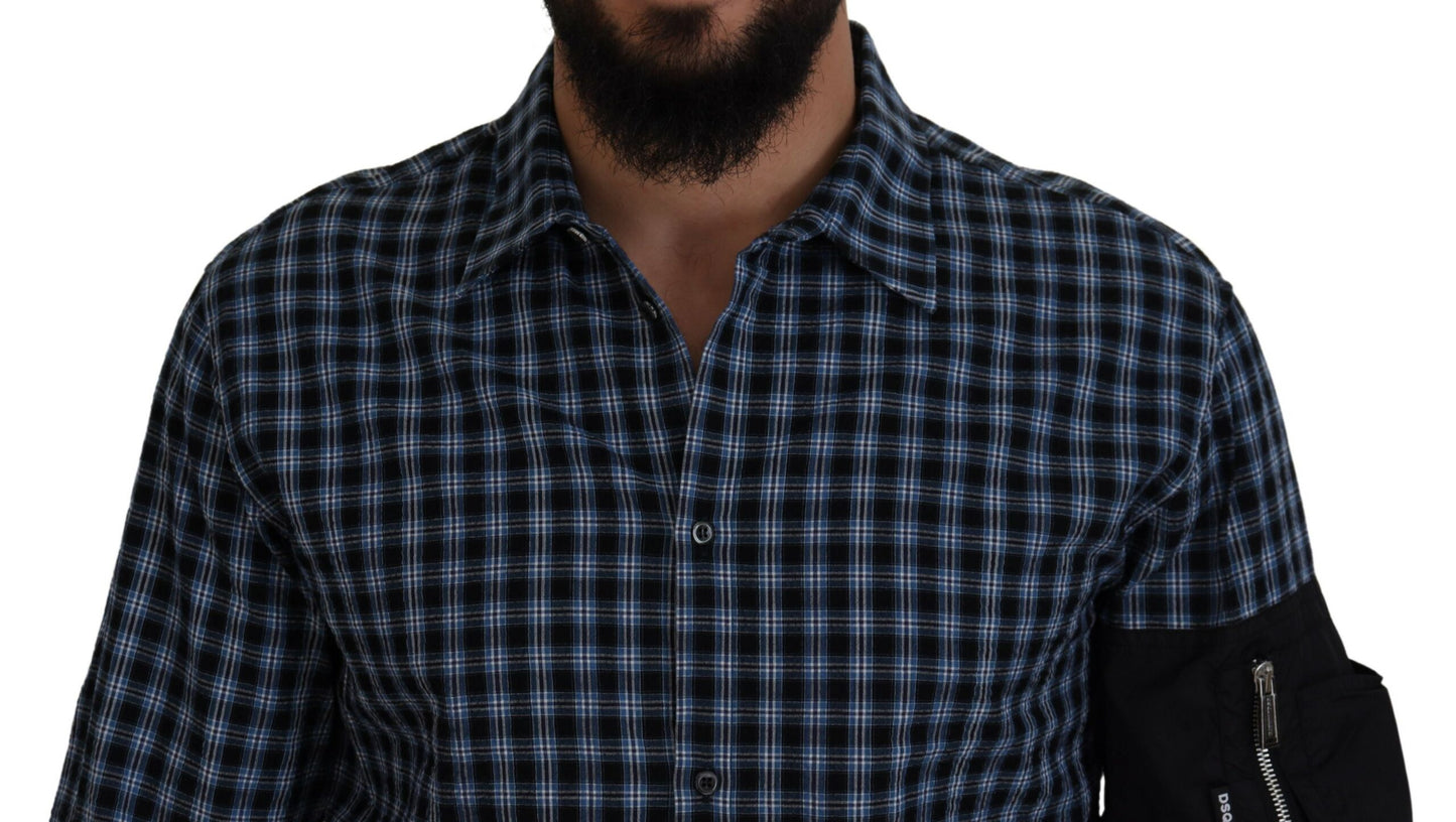 Dsquared² Multicolor Schwarz Arm Plaid Männer Langarmhemd