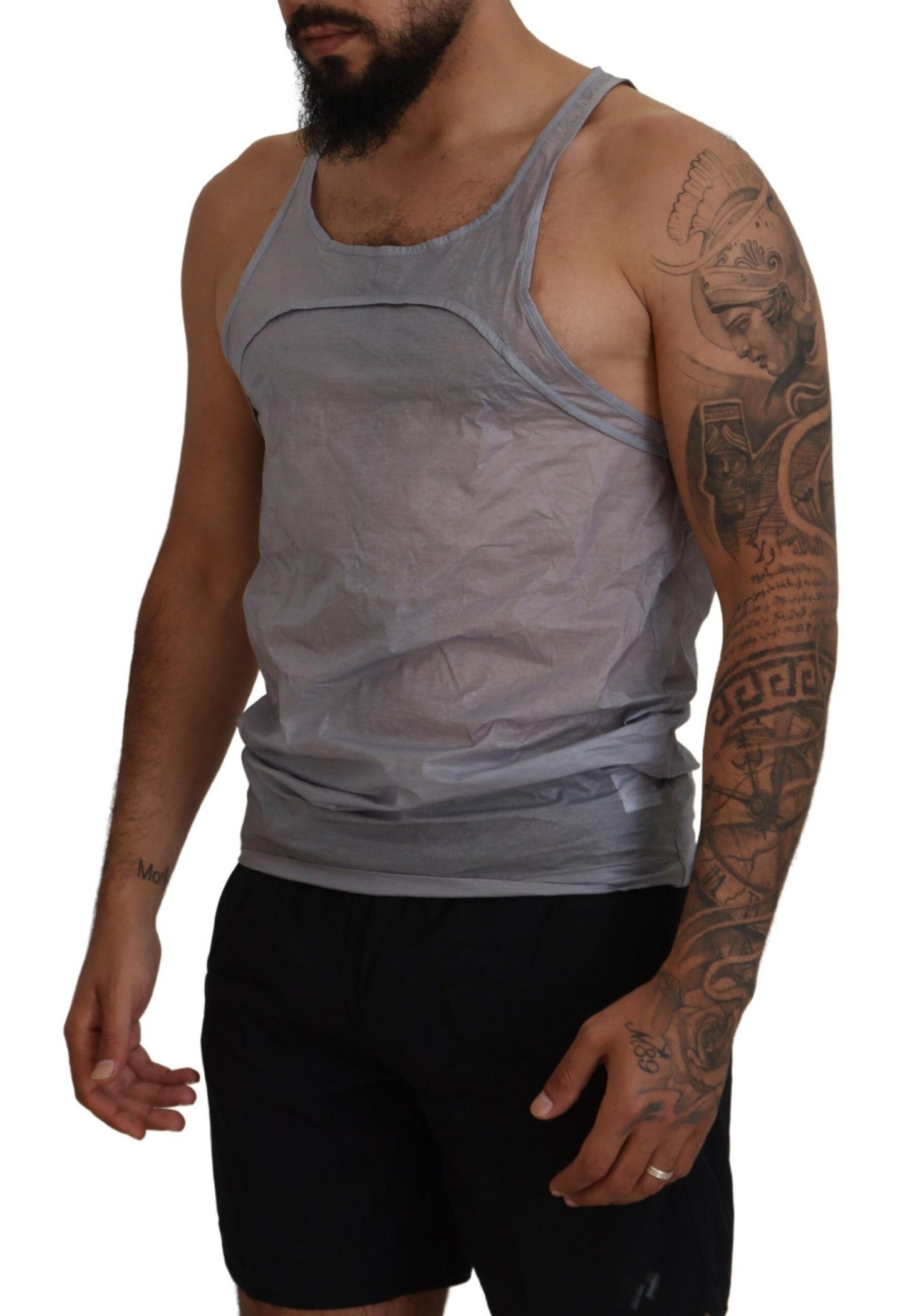 Dsquared² Hellgraues ärmelloses Baumwoll-Tank-T-Shirt für Männer