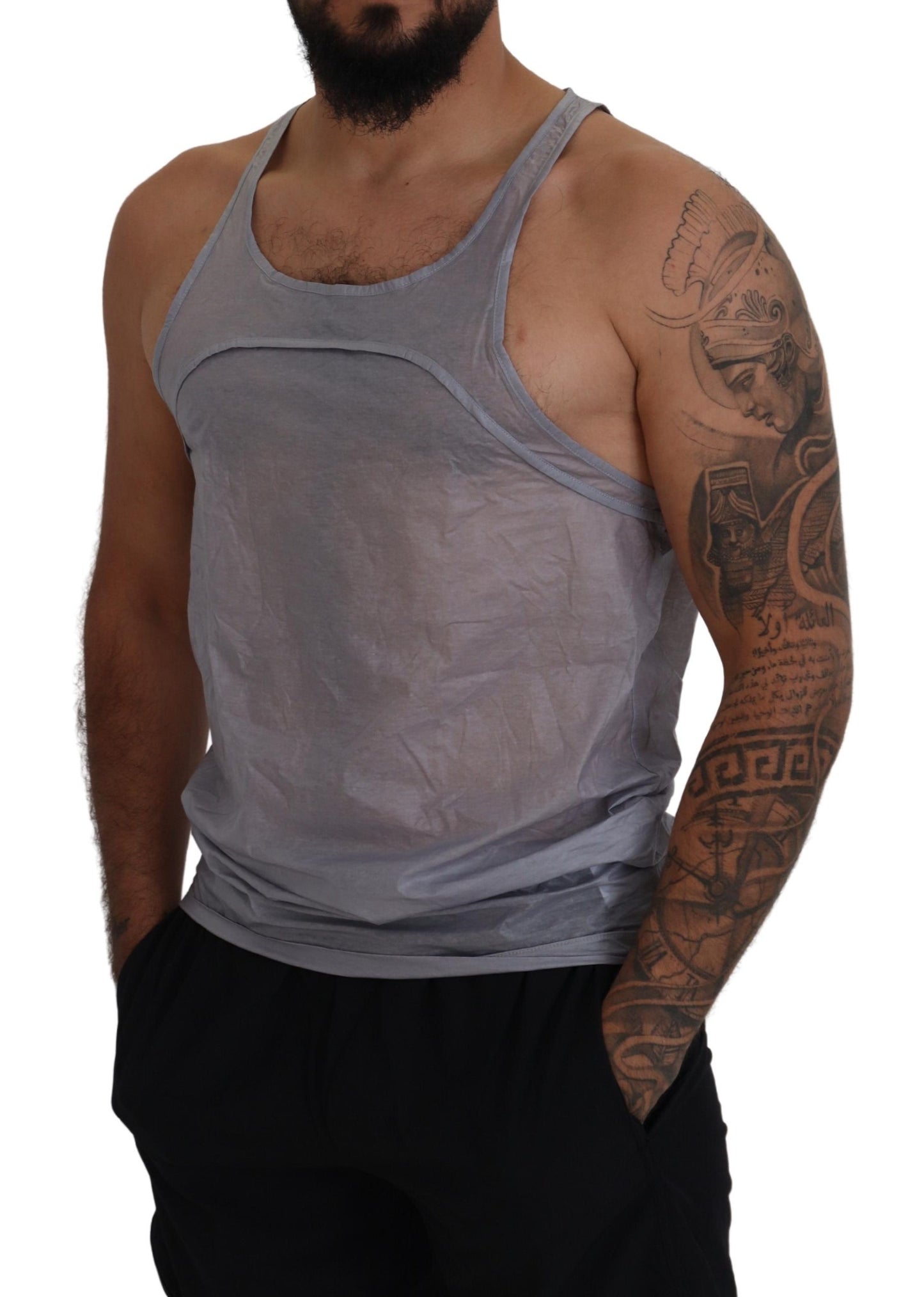 Dsquared² Hellgraues ärmelloses Baumwoll-Tank-T-Shirt für Männer