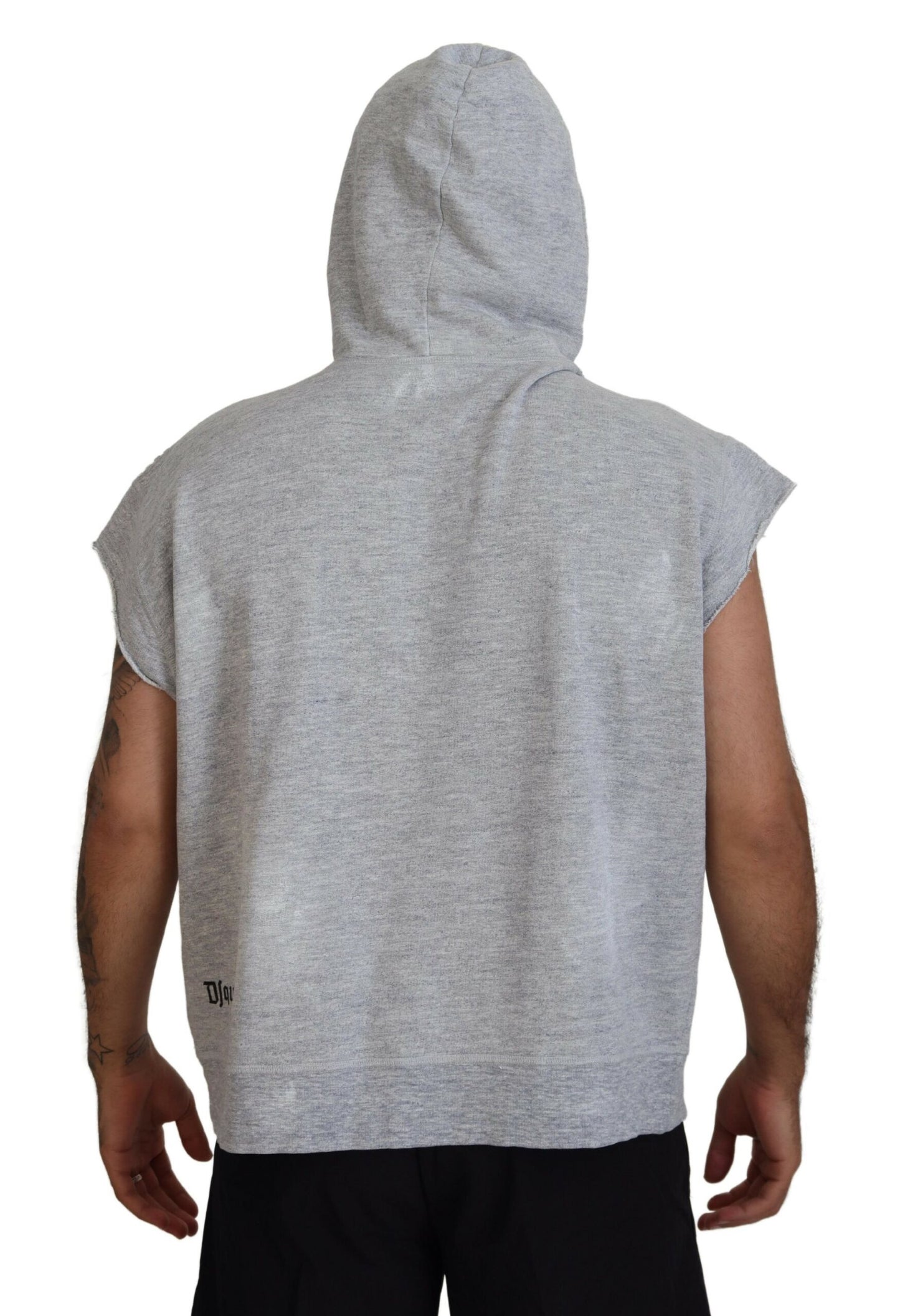 Dsquared² Hellgraues Baumwoll-T-Shirt mit kurzen Ärmeln und Kapuze