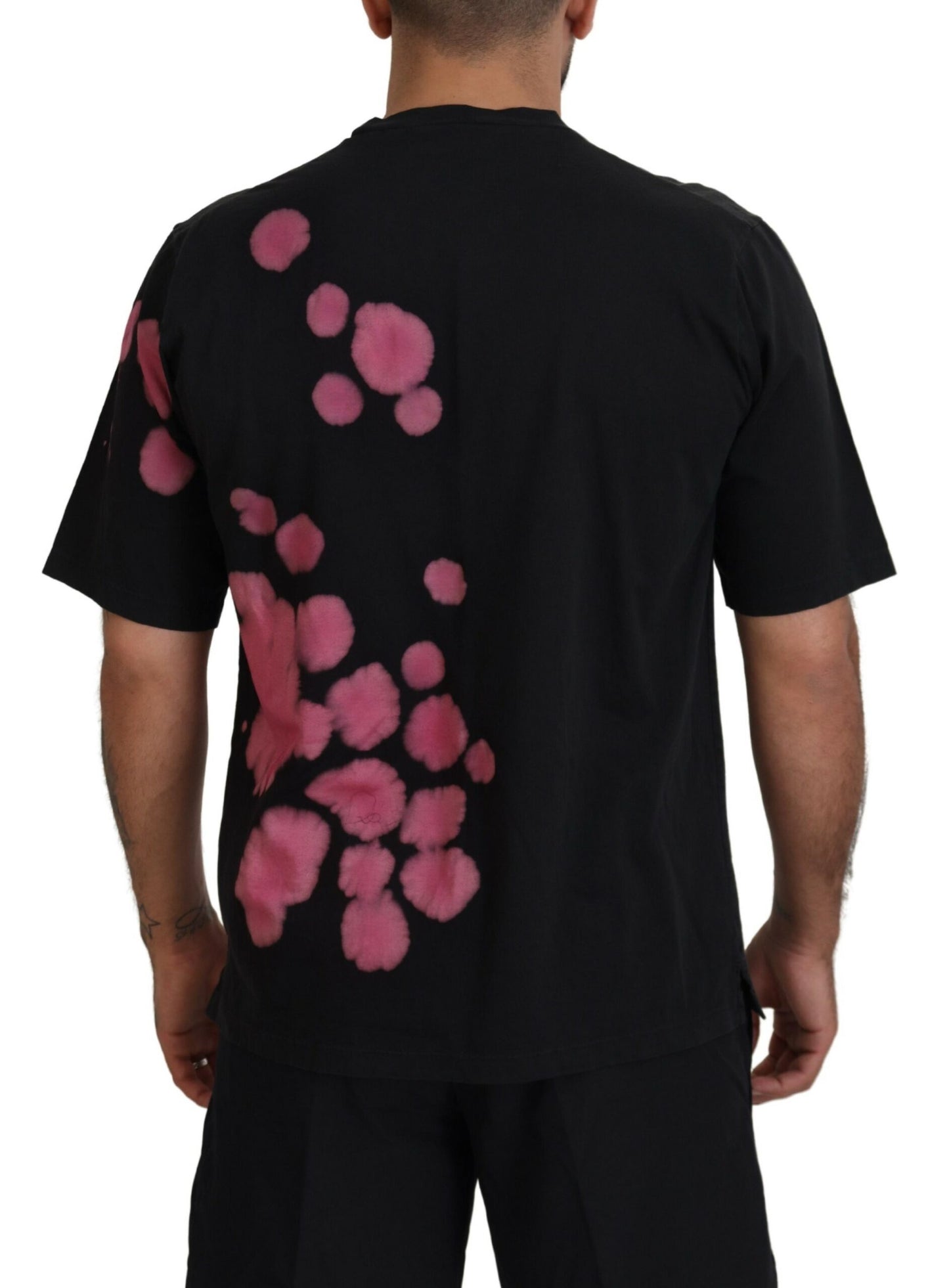 Dsquared² Schwarz-rosa Baumwolle Kurzarm-T-Shirt mit Rundhalsausschnitt