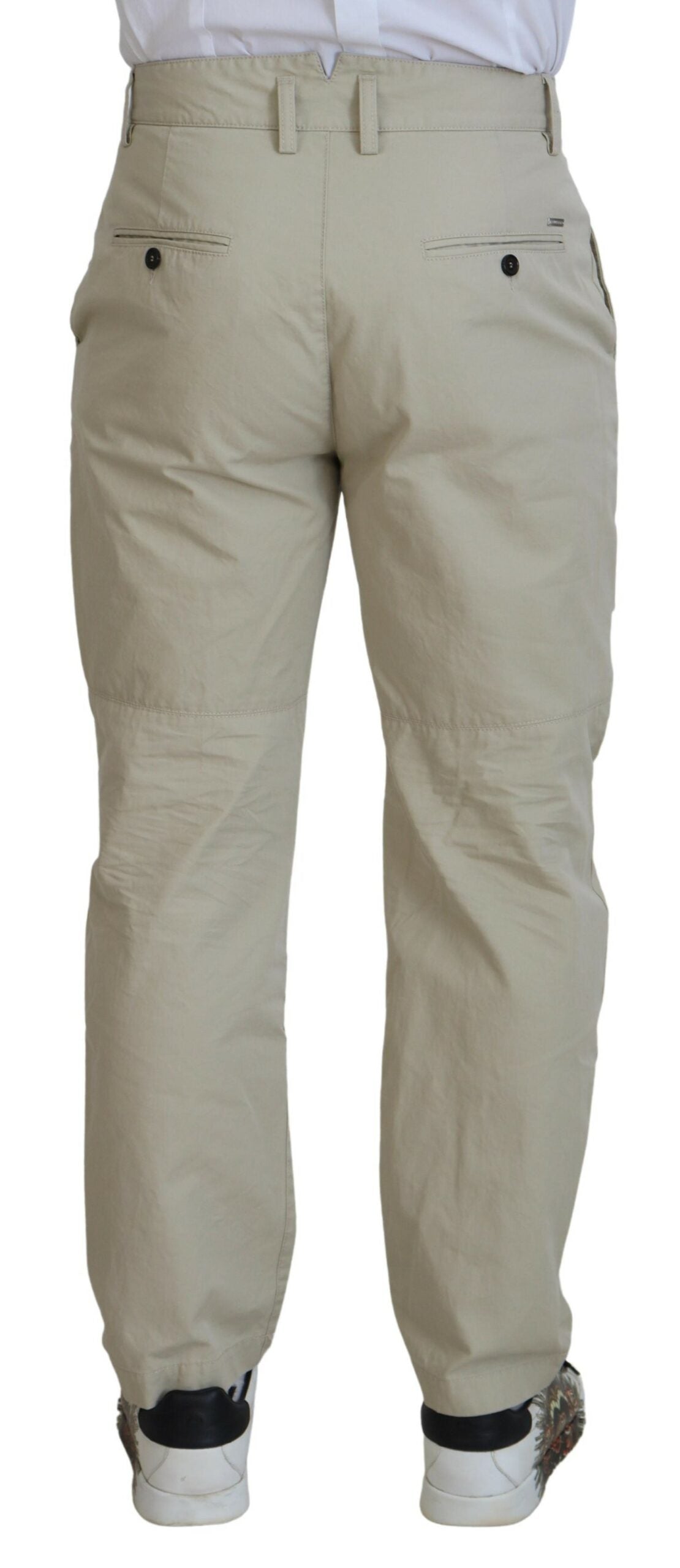 Dsquared² Beige Baumwolle Straight Fit Herren Freizeithosen