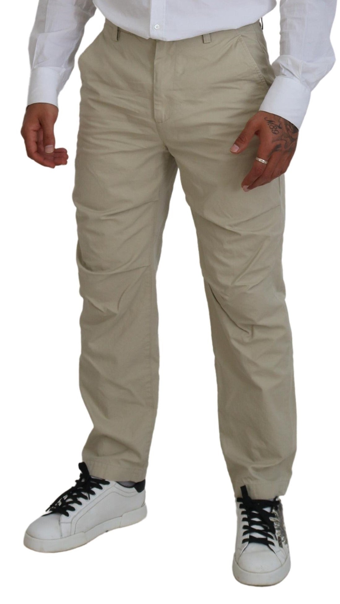 Dsquared² Beige Baumwolle Straight Fit Herren Freizeithosen