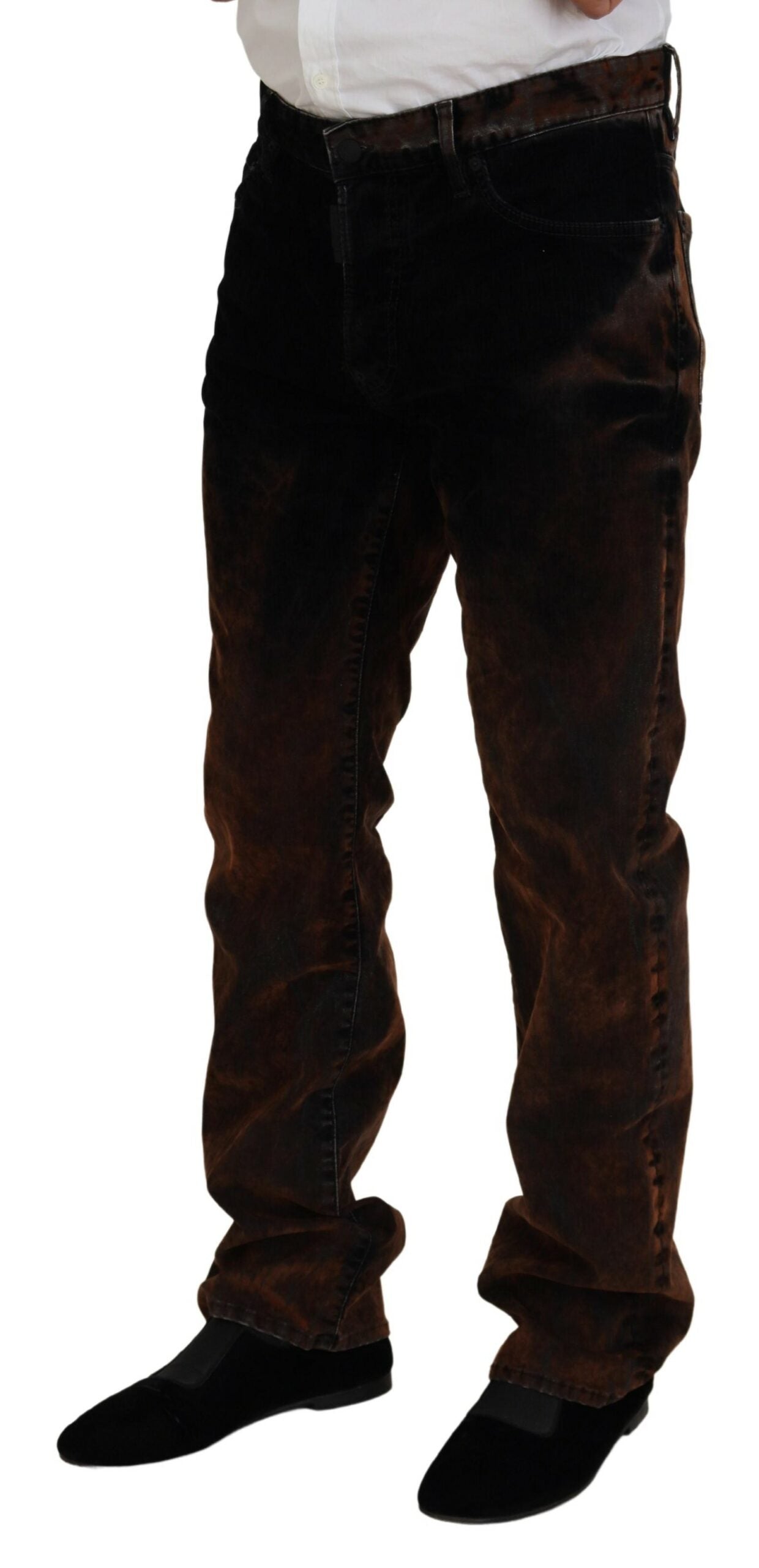 Dsquared² Braun gewaschene Baumwolle Straight Fit Casual Denim Jeans