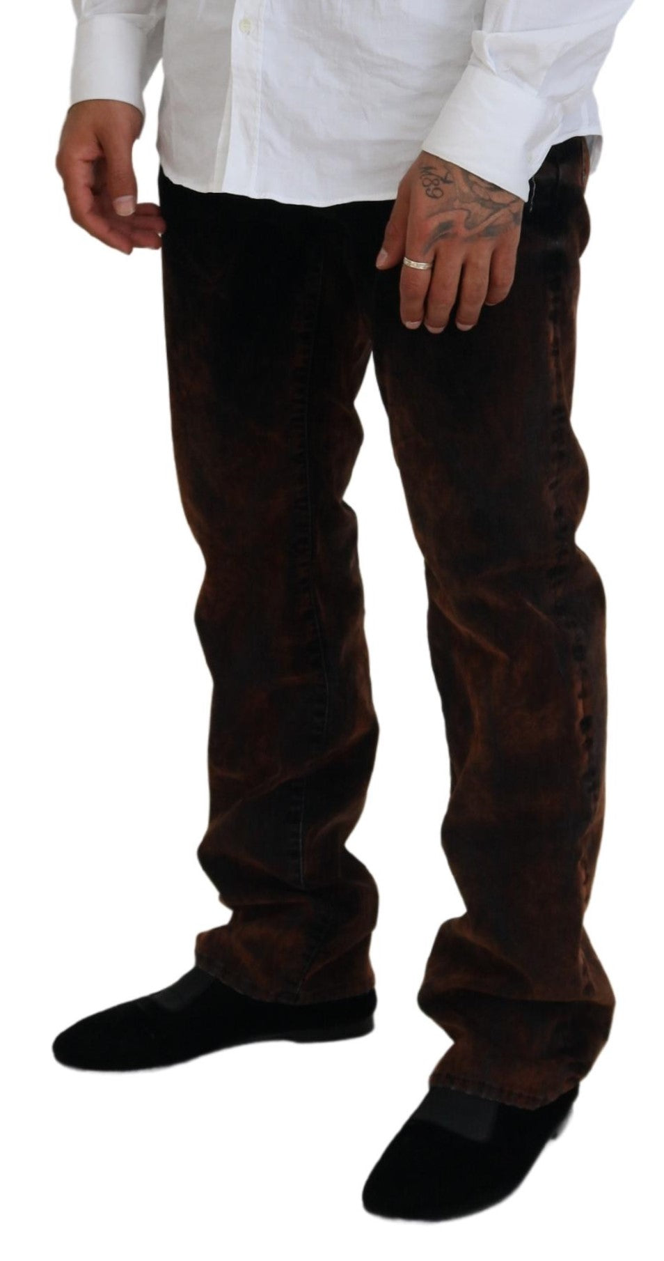 Dsquared² Braun gewaschene Baumwolle Straight Fit Casual Denim Jeans