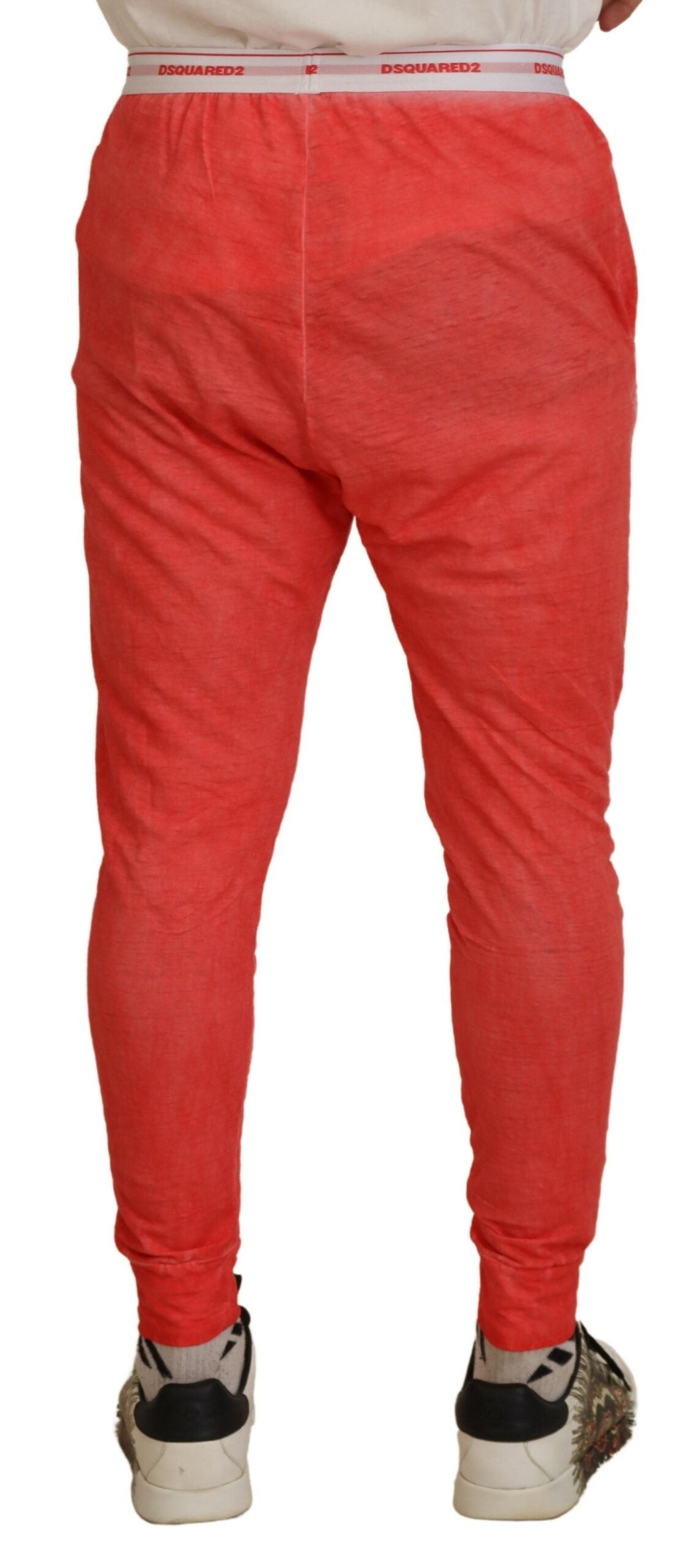Dsquared² Orange Baumwolle Elastische Taille Logo Männer Hosen