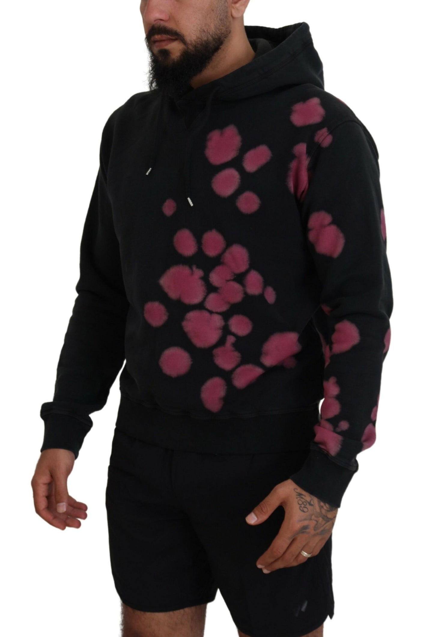 Dsquared² Schwarzes Tie Dye Baumwoll Sweatshirt mit Kapuze Pullover