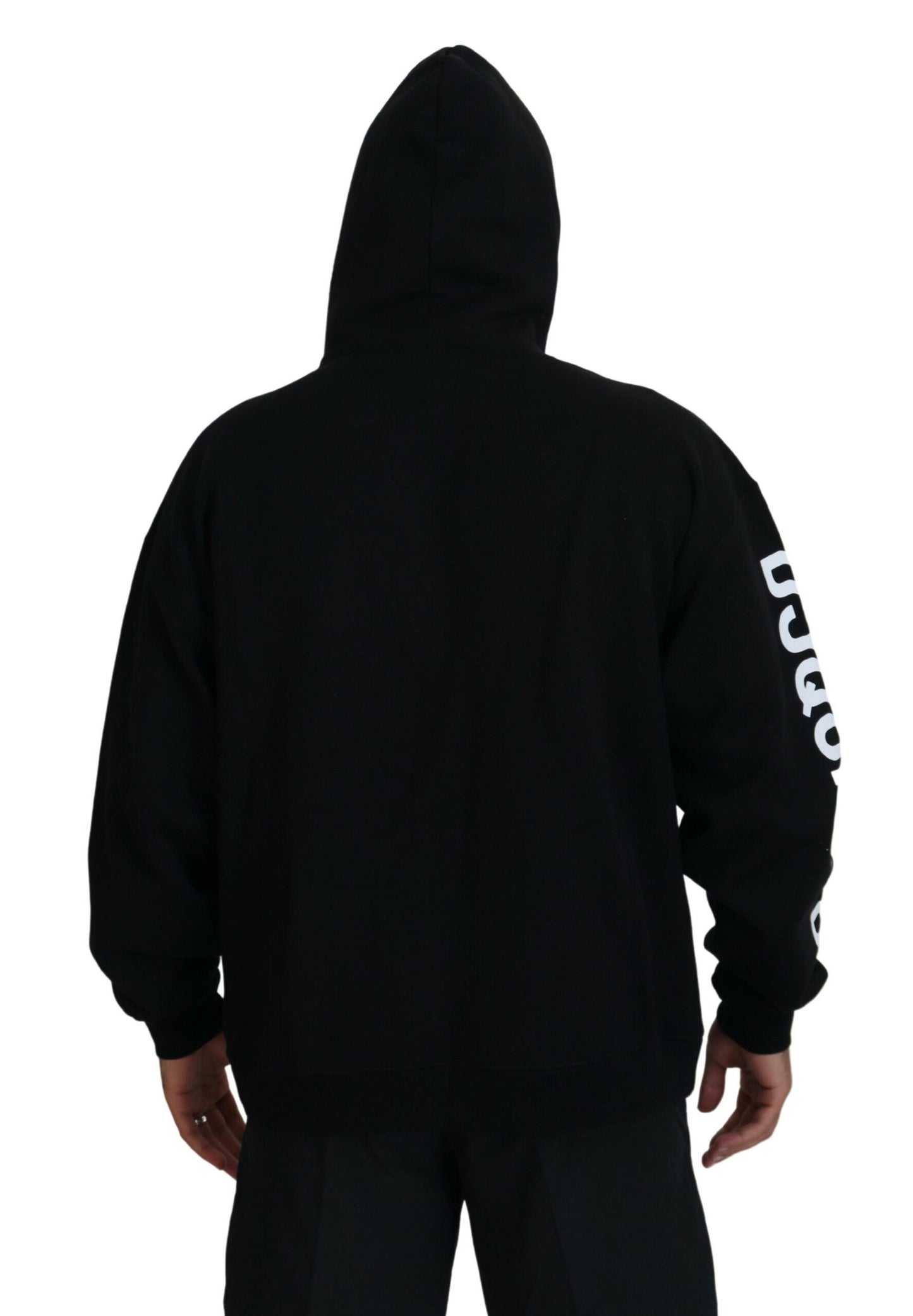 Dsquared² Schwarzer Kapuzenpulli mit bedruckten Ärmeln