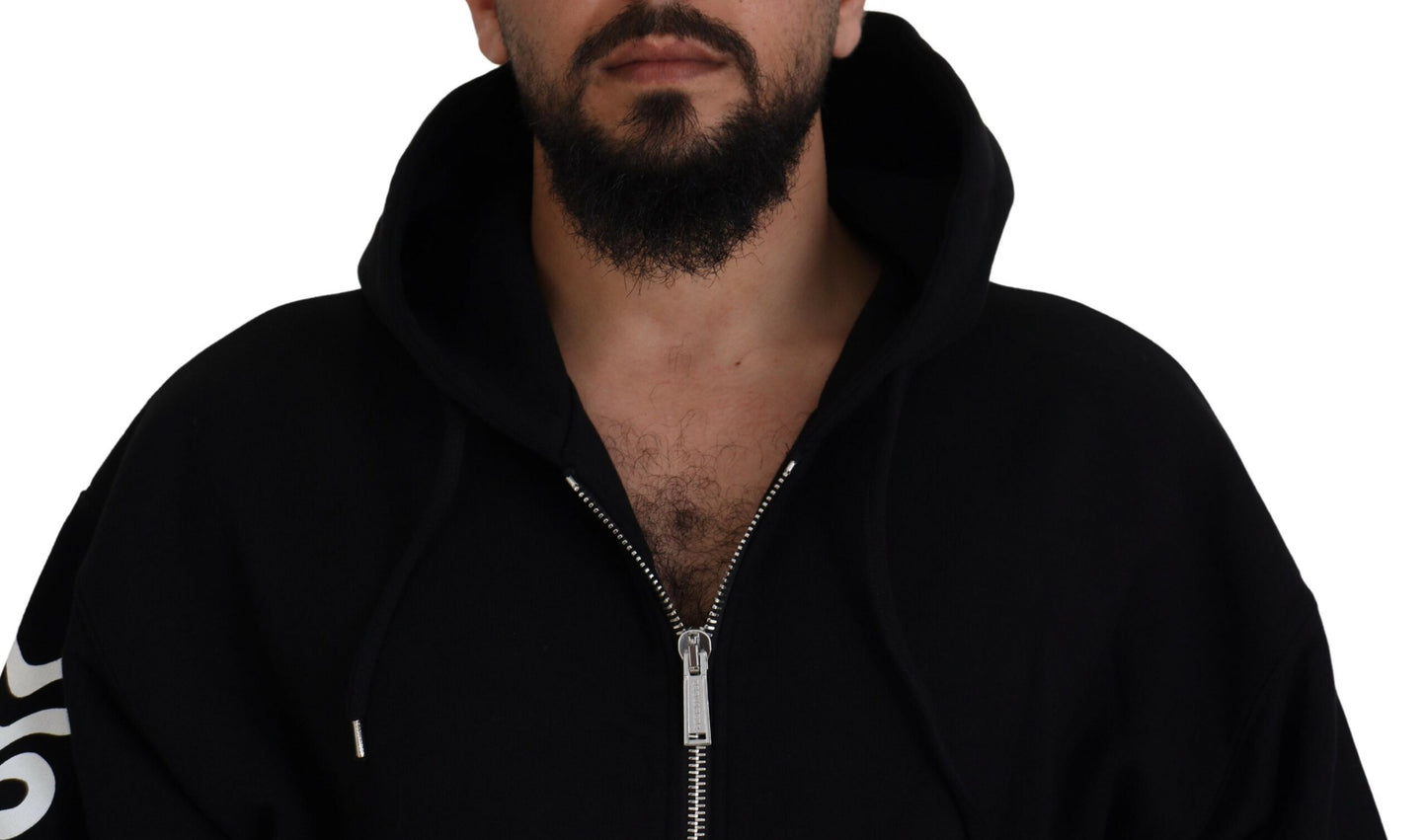 Dsquared² Schwarzer Kapuzenpulli mit bedruckten Ärmeln